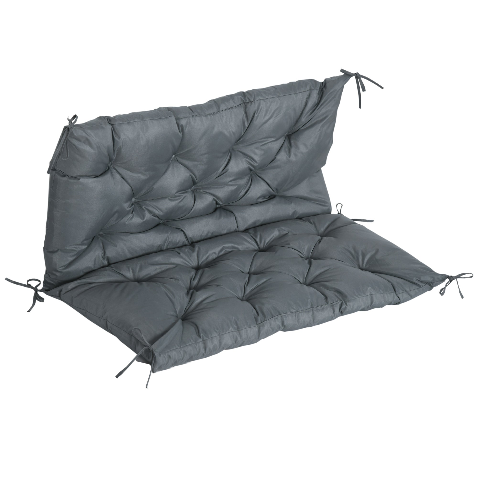 2 Seater Bench Cushion, Garden Chair Cushion with Back and Ties for Indoor and Outdoor Use, 98 x 100 cm, Dark Grey-0