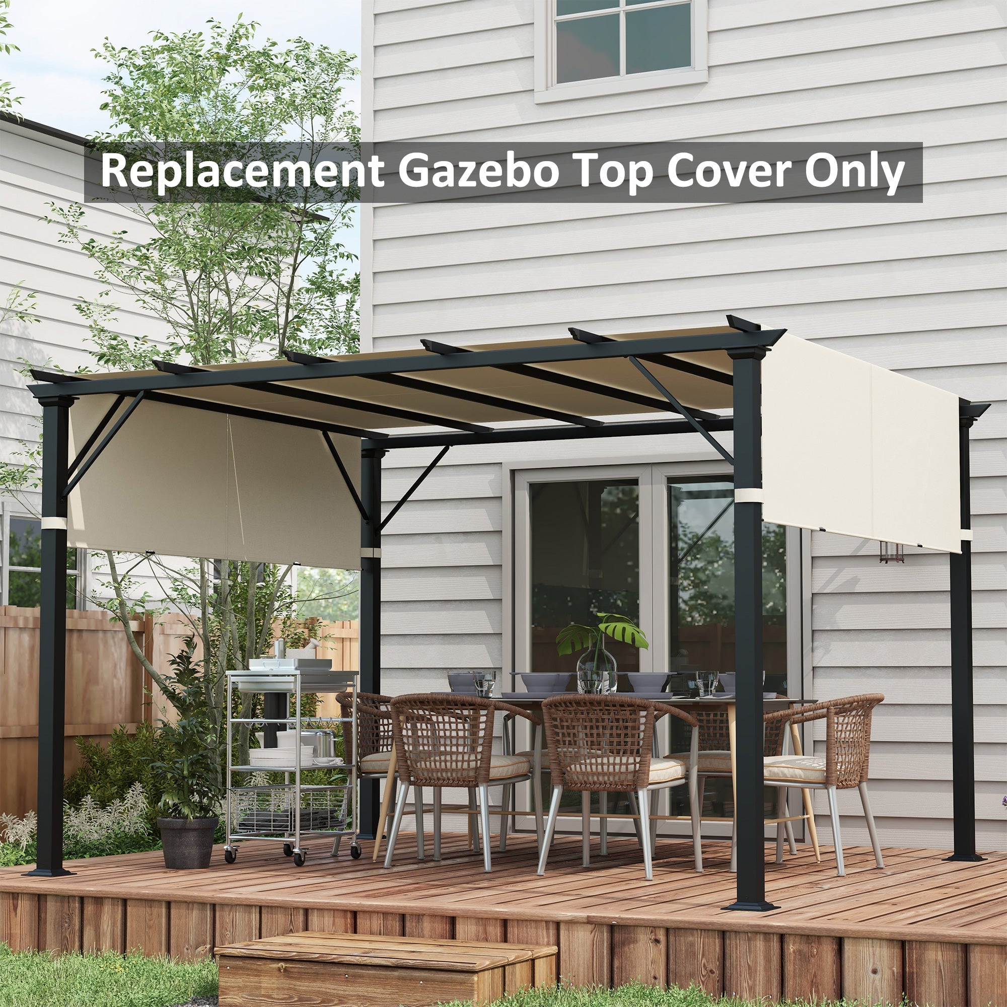 2 Pcs UV Protection Pergola Replacement Canopy, Pergola Shade Cover, Easy to Install, for 3 x 3(m) Pergola, Cream White-1