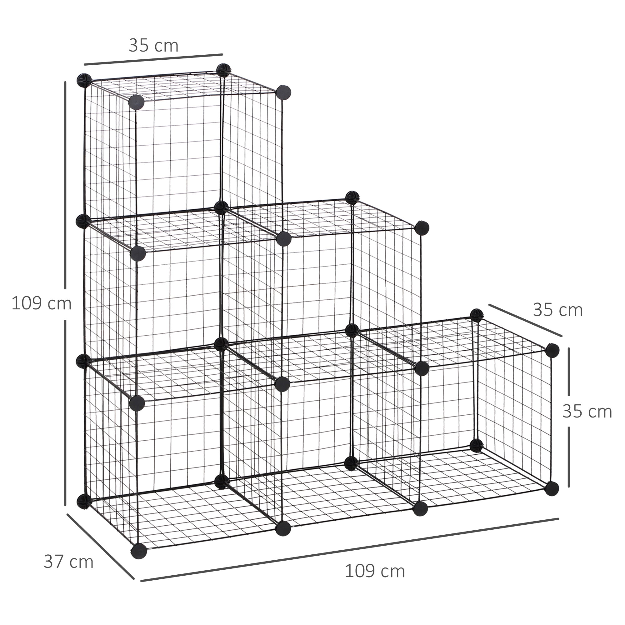 DIY 6 Cube Metal Wire Rack Interlocking Storage Cabinet Living Room Organiser Display Shelves Black-2