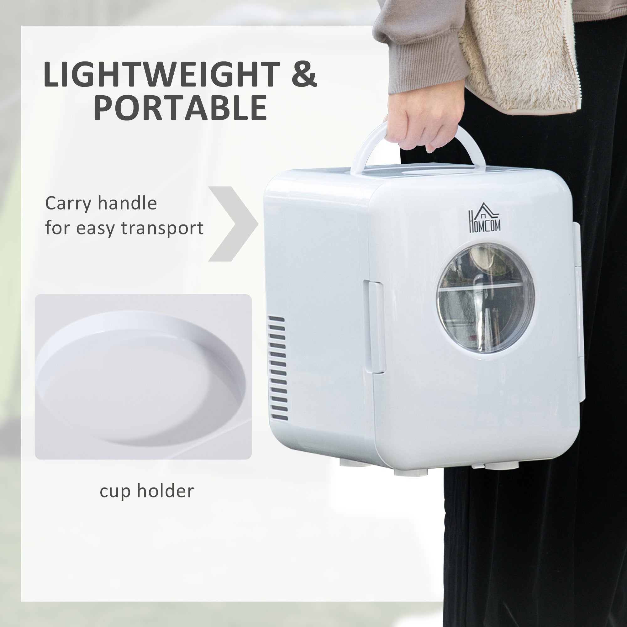 4 L/6 Can Mini Fridge, AC+DC Portable Cooler & Warmer for Skincare, Makeup, Cosmetics, Food, for Bedroom, Home, Caravan, Car, White-3