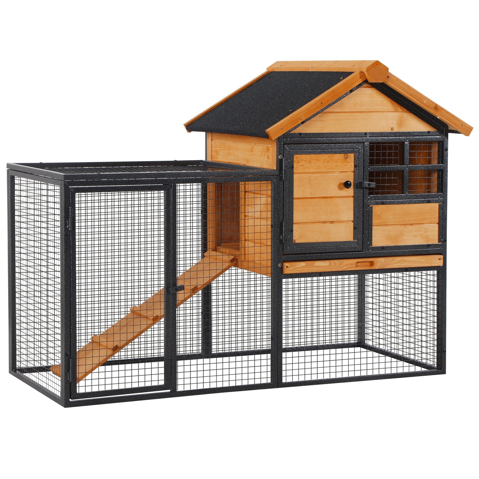 Wood-metal Guinea Pigs Hutches Elevated Pet Bunny House Rabbit Cage with Slide-Out Tray Outdoor-1