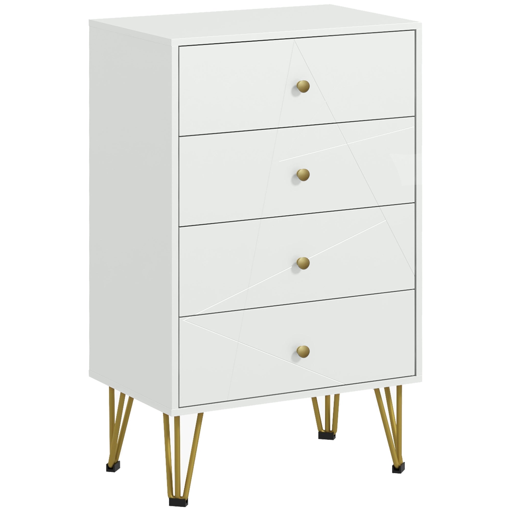 White Chest of Drawers, 4-Drawer Dresser for Bedroom, Modern Storage Cabinets with Hairpin Legs-0