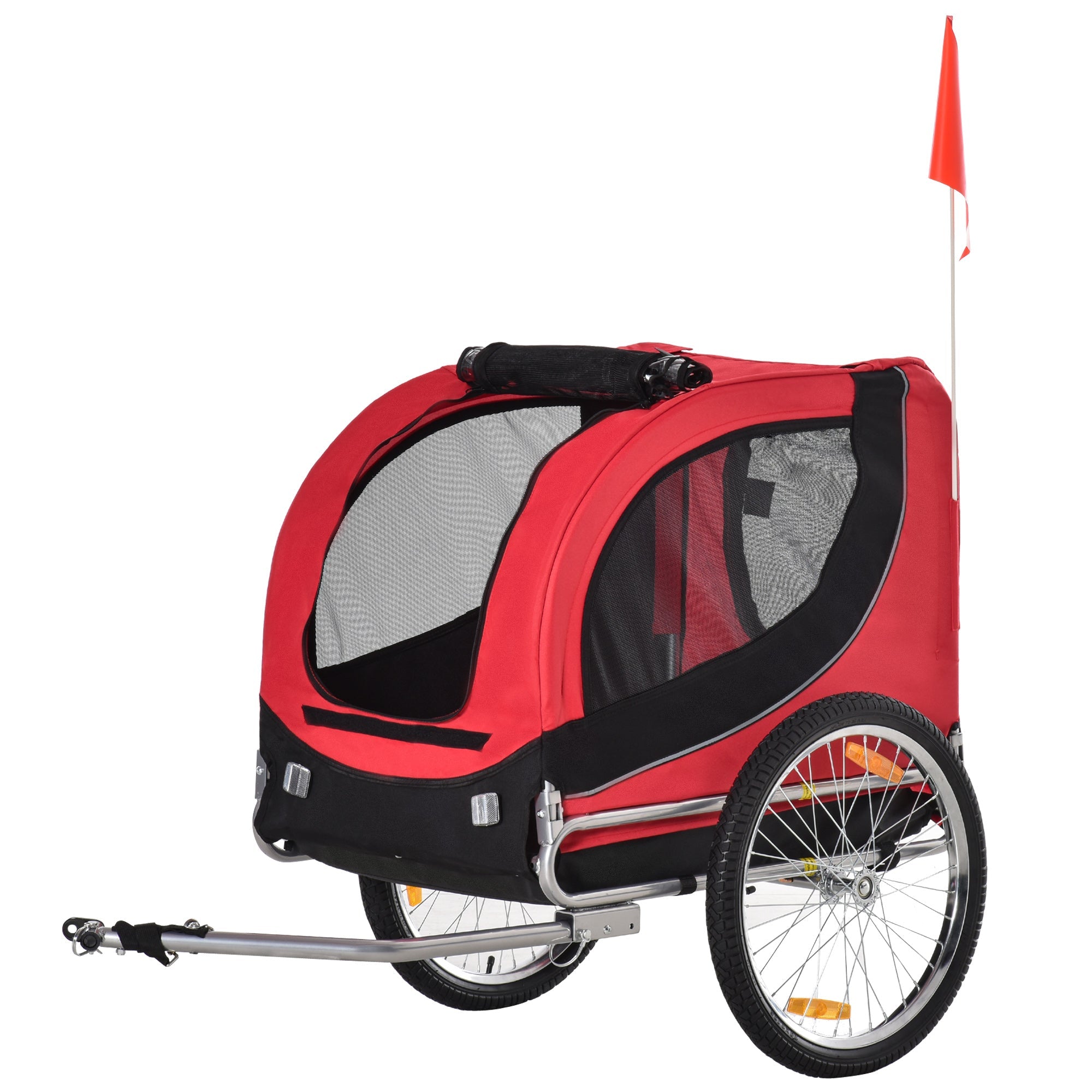 Dog Bike Trailer Folding Bicycle Pet Trailer Dog Bike Jogger Travel Carrier W/Removable Cover-Red-0