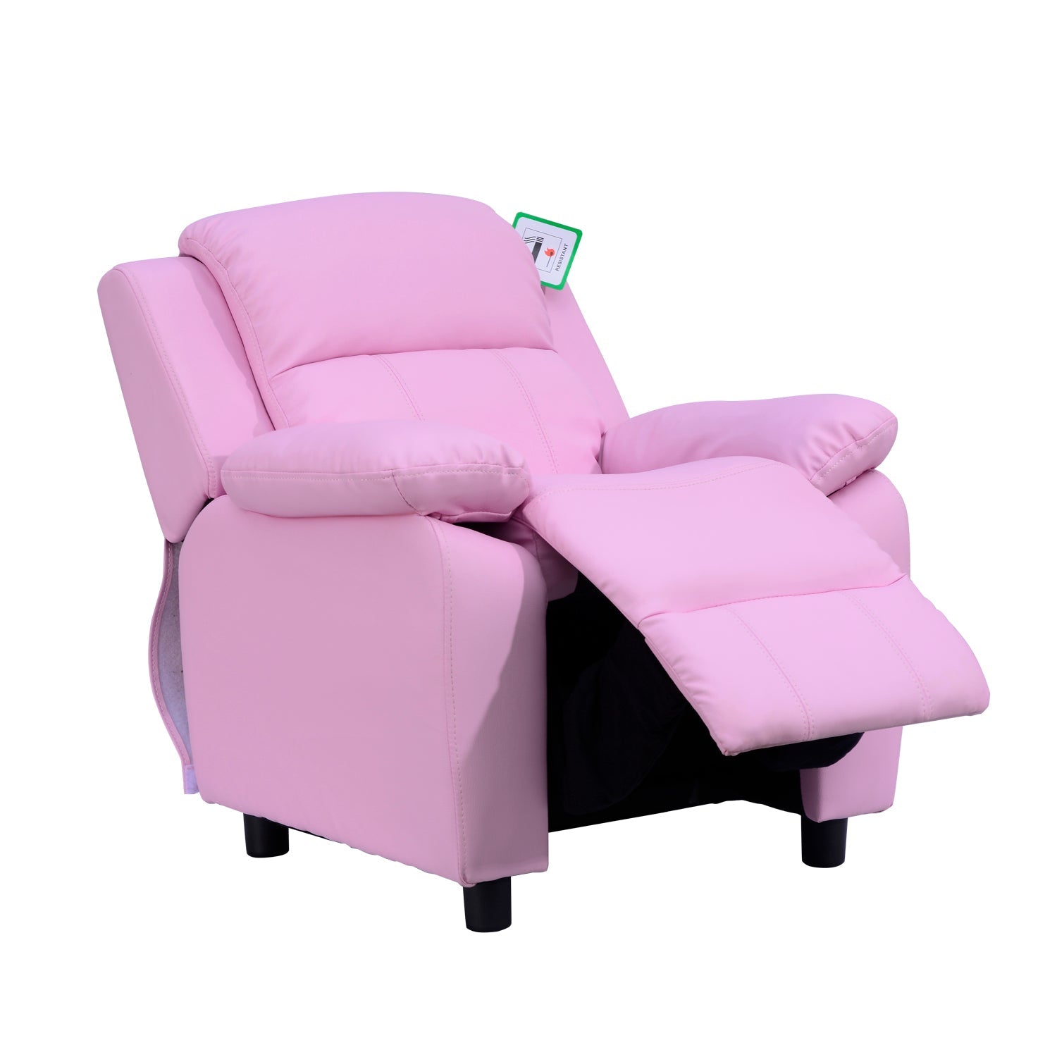 Kids Children Recliner Lounger Armchair Games Chair Sofa Seat PU Leather Look w/ Storage Space on Arms (Pink)-0