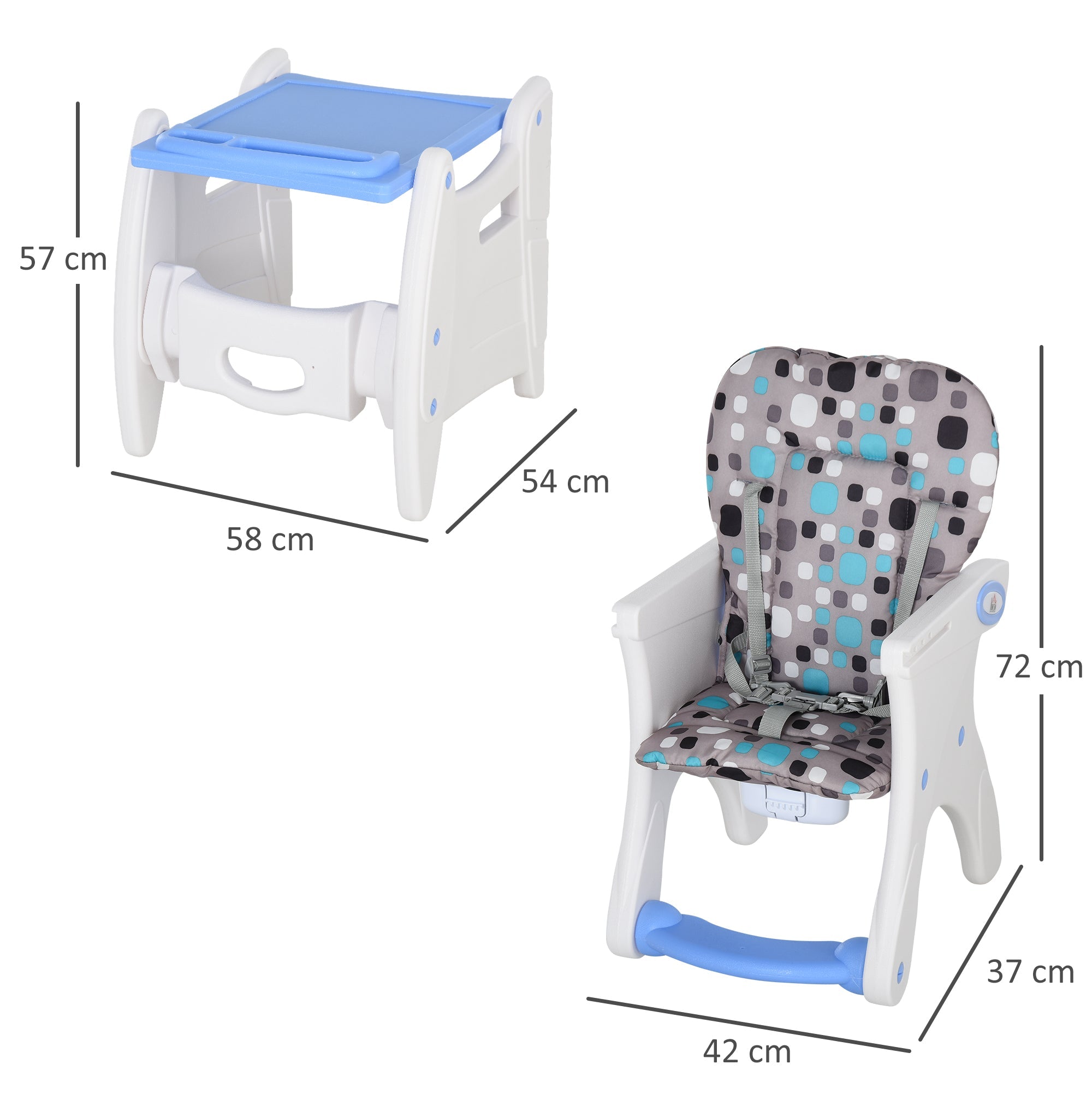 HDPE 3-in-1 Baby Booster High Chair Blue-2