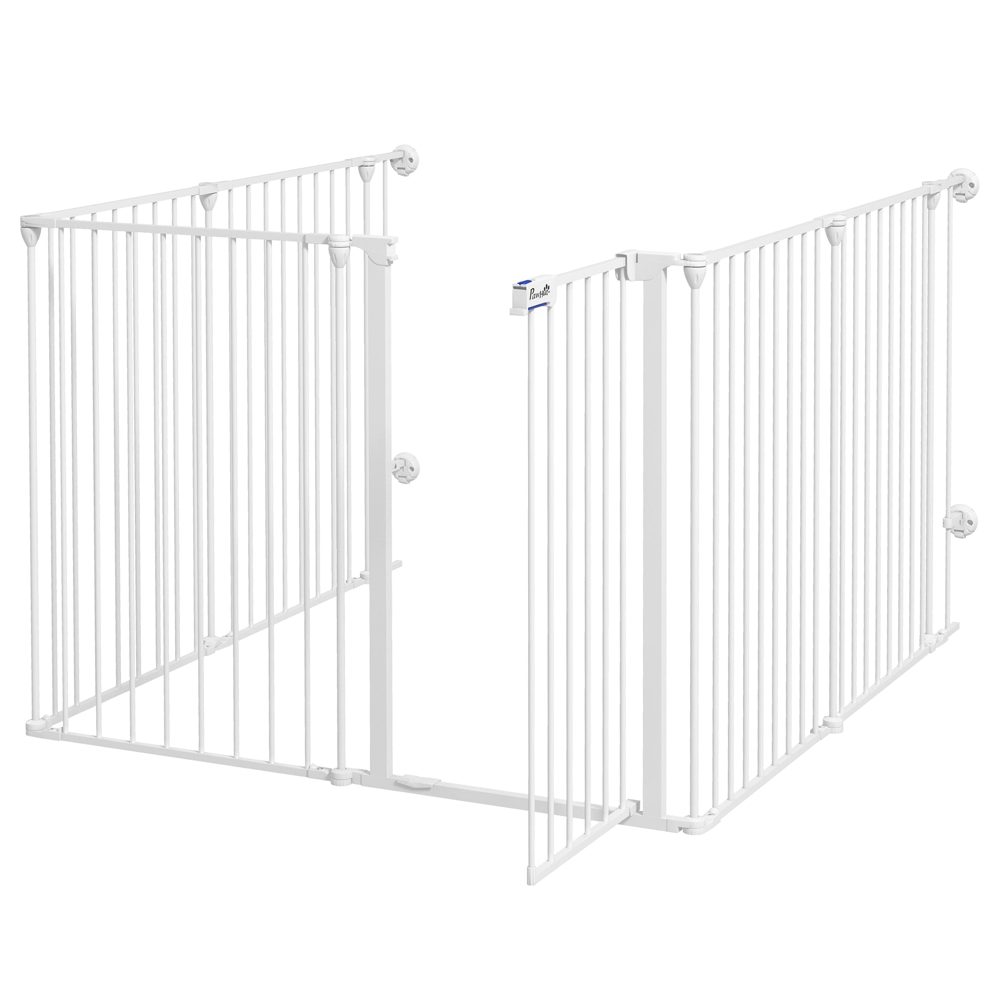 Dog Playpen, Foldable Dog Pen, Metal Rabbit Run, Pet Crate Fence with Door for Indoor and Outdoor, 90H x 123L x 102Wcm, White-0