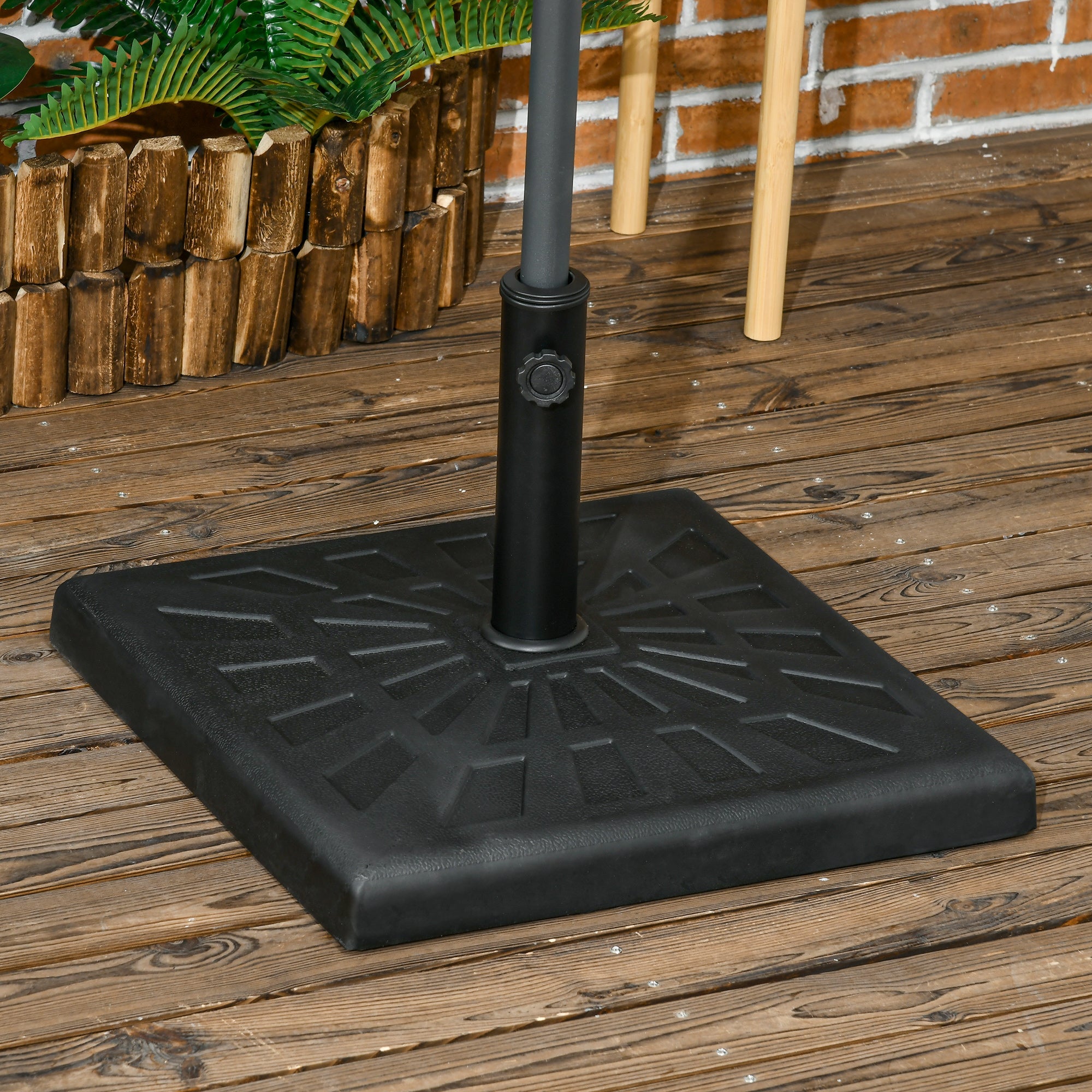 19kg Resin Garden Parasol Base Holder, Square Outdoor Market Umbrella Stand Weight for Poles of ?32mm, ?38mm, and ?48mm, Black-1