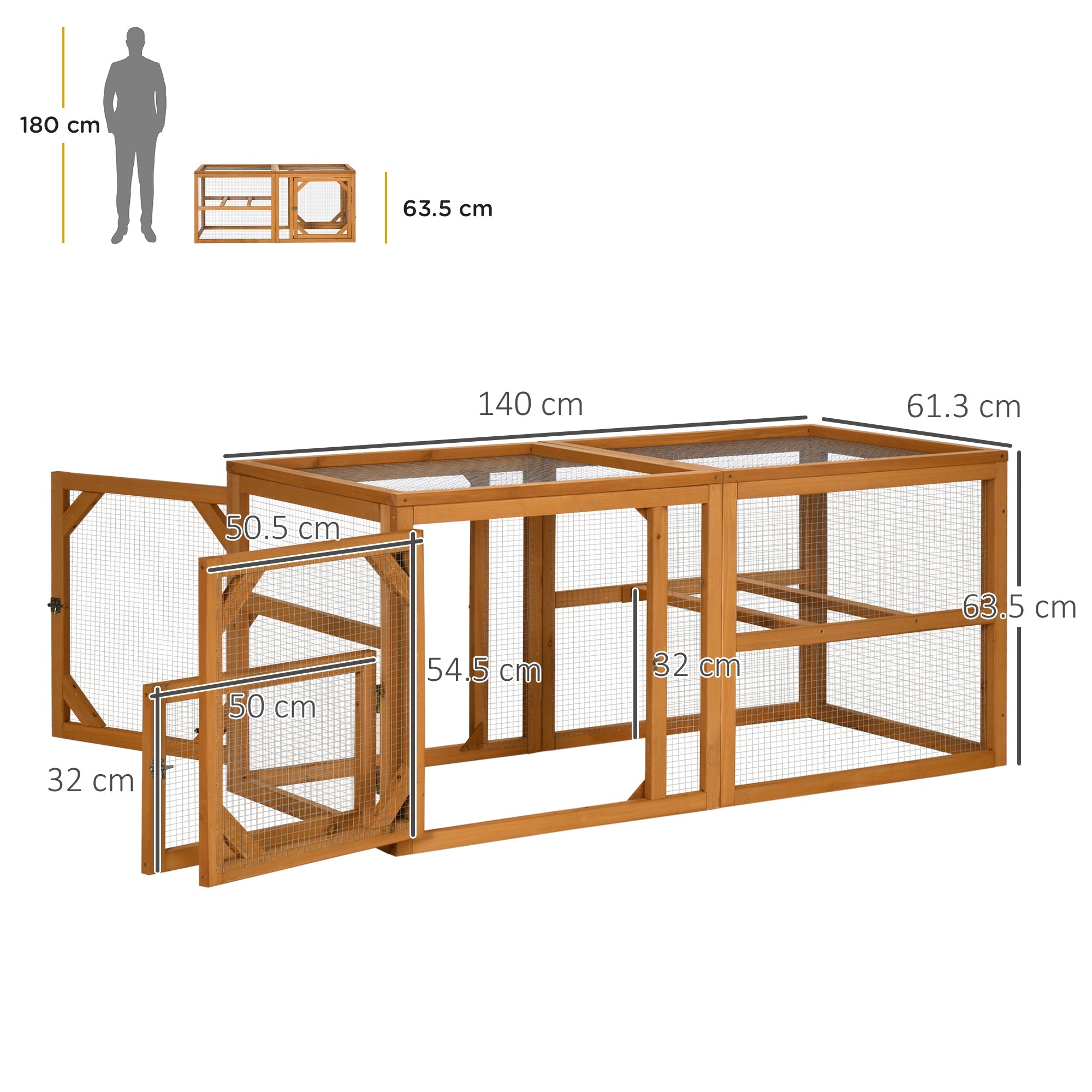 Wooden Chicken Coop with Perches, Doors, Combinable Design, for 2-4 Chickens - Natural Wood Colour-2