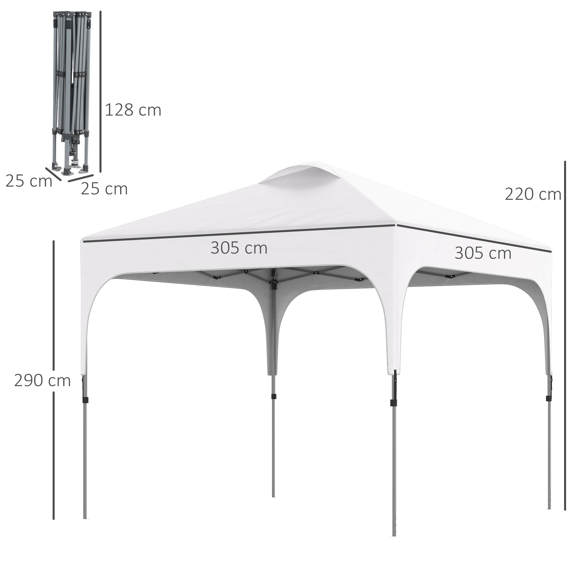 3 x 3 (M) Pop Up Gazebo, Foldable Canopy Tent with Carry Bag with Wheels and 4 Leg Weight Bags for Outdoor Garden Patio Party, White-2