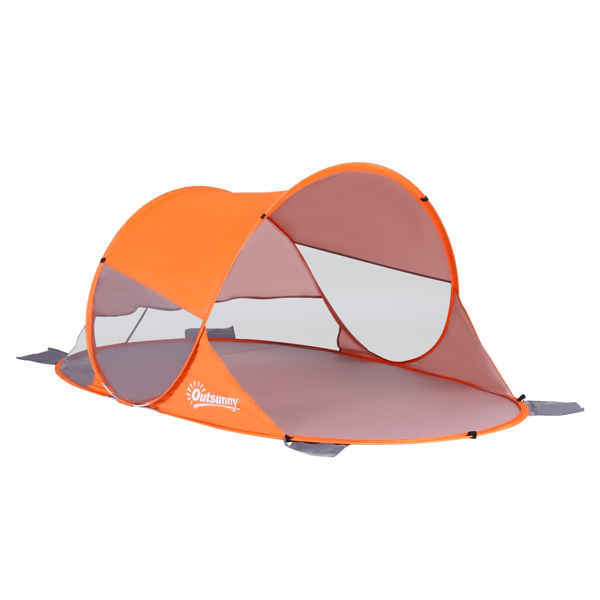 1-2 Person Pop up Beach Tent Hiking UV 30+ Protection Patio Sun Shelter Portable Automatic - Orange-1