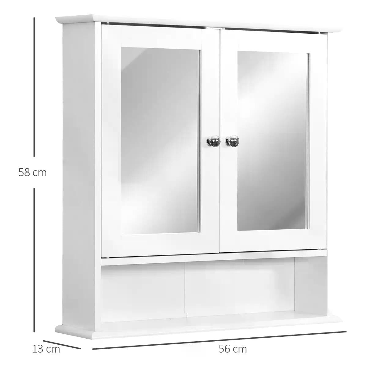 Wall-mounted Bathroom Cabinet Mirror Door, 56L x 13W x 58Hcm-White-2