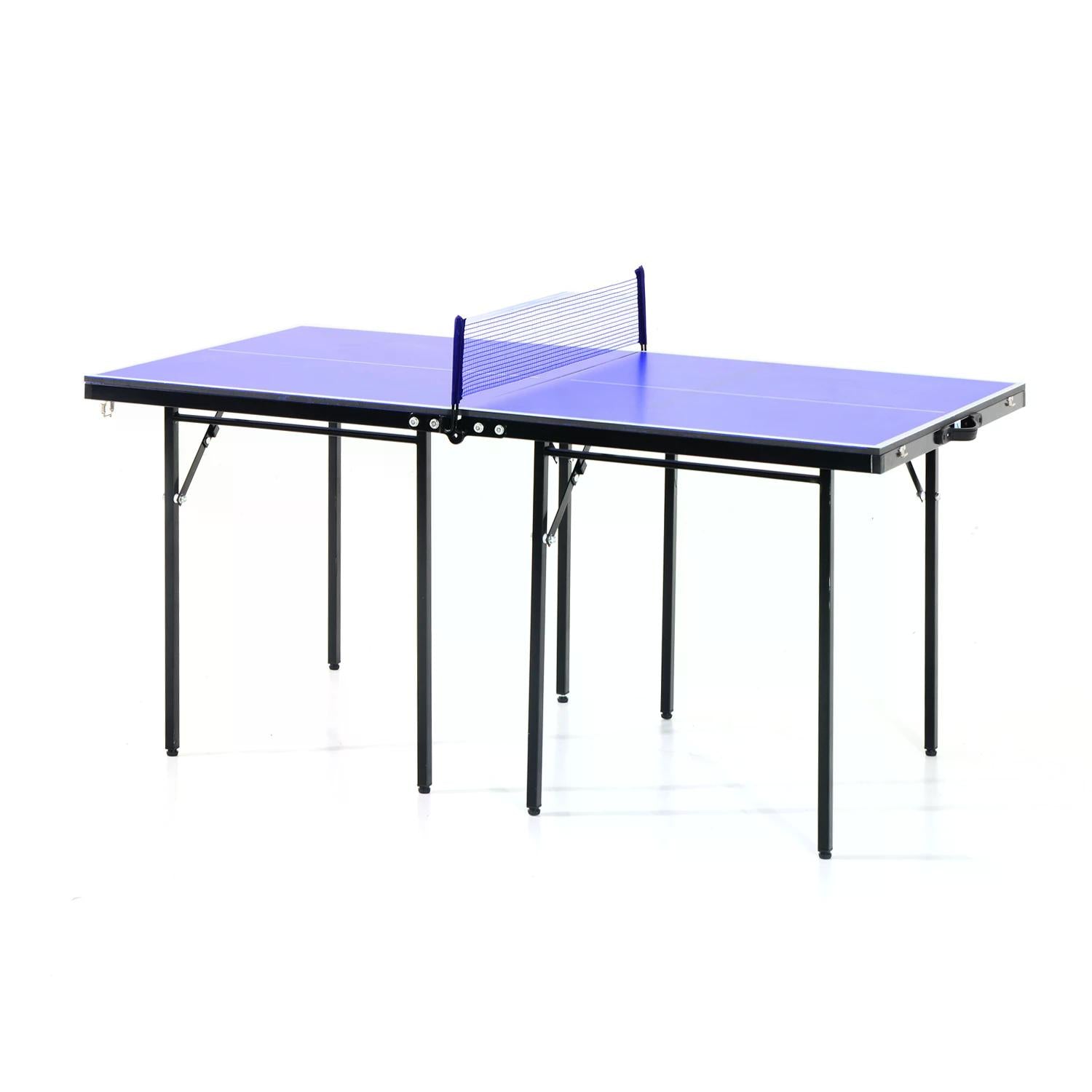 Folding Mini Compact Table Tennis Top Ping Pong Table Set Professional Net Games Sports Training Play Blue-3