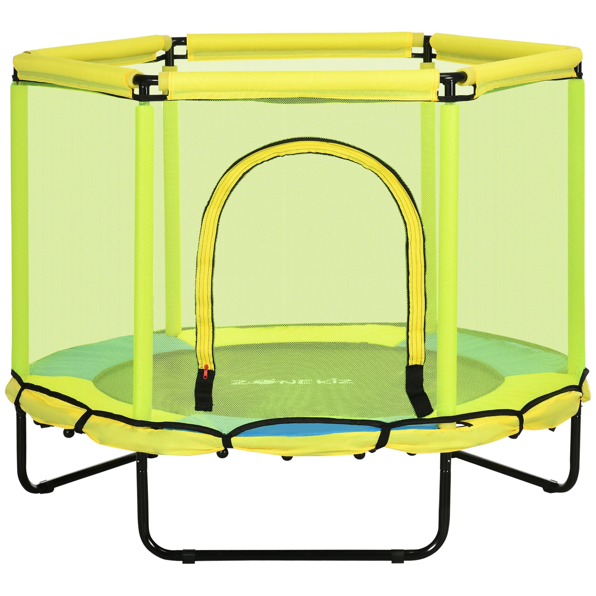 140 cm Kids Trampoline, Hexagon Indoor Bouncer Jumper with Security Enclosure Net, Bungee Gym for Children 1-6 Years Old, Yellow-0