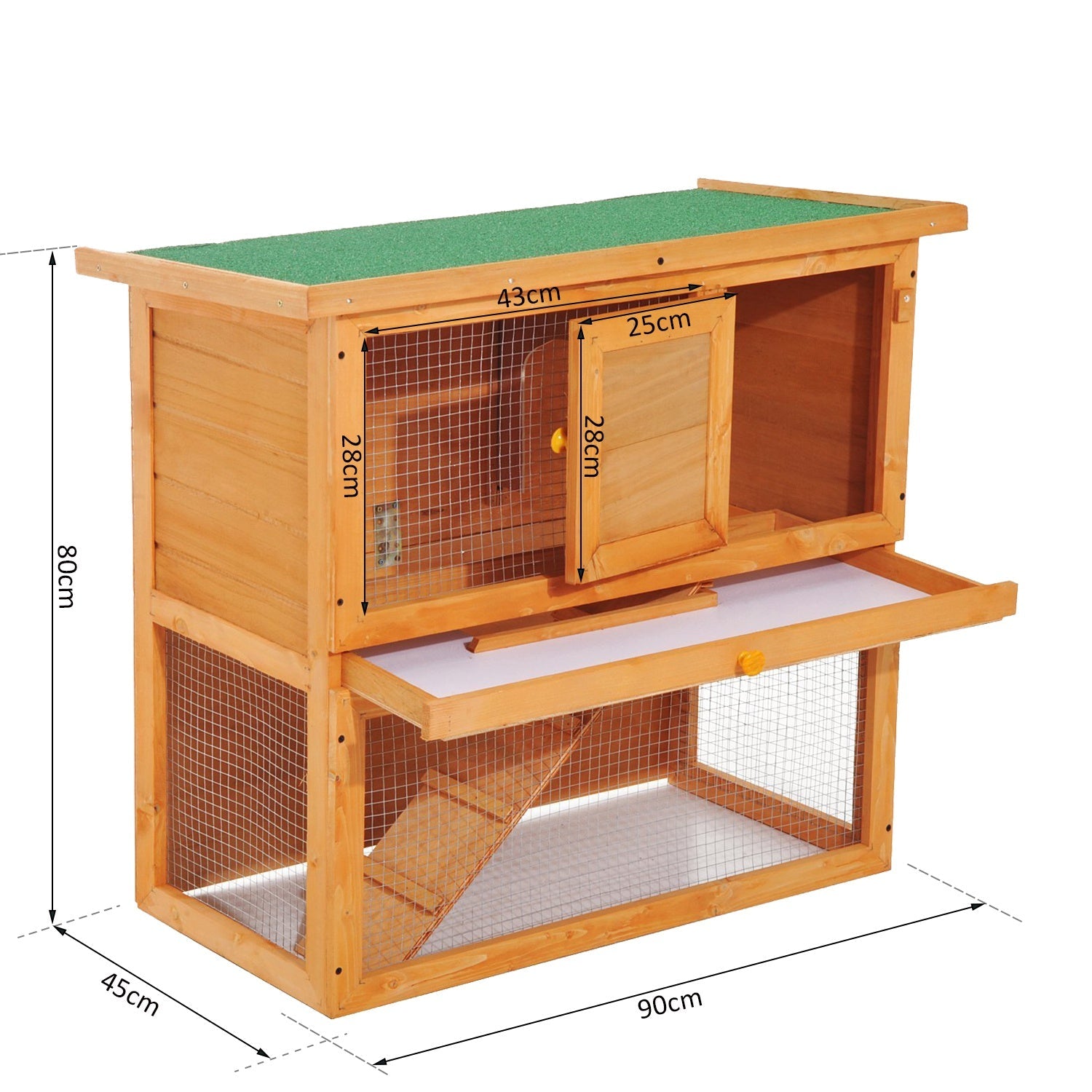 Wooden 90cm 2 Tiers Rabbit Hutch-2