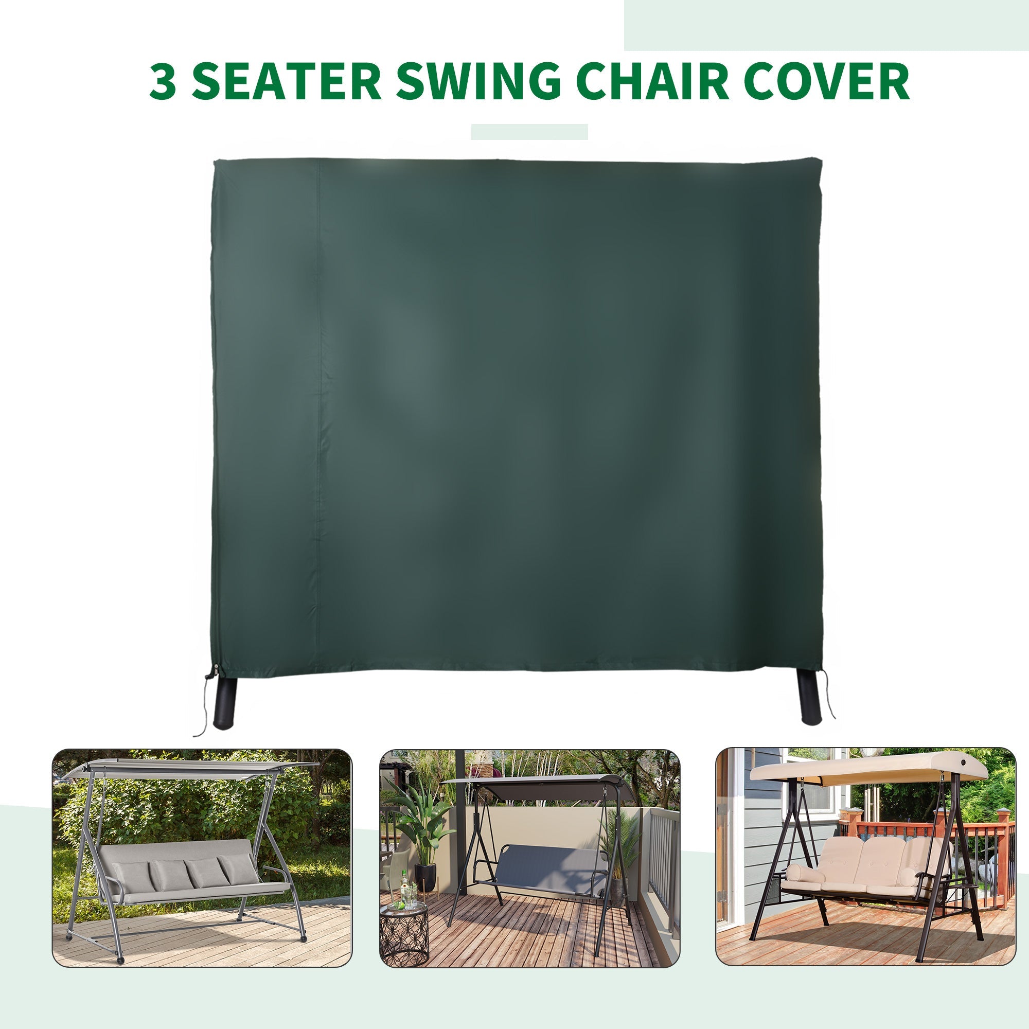 164cm Height Oxford Polyester Waterproof Swing Chair Cover Green-4