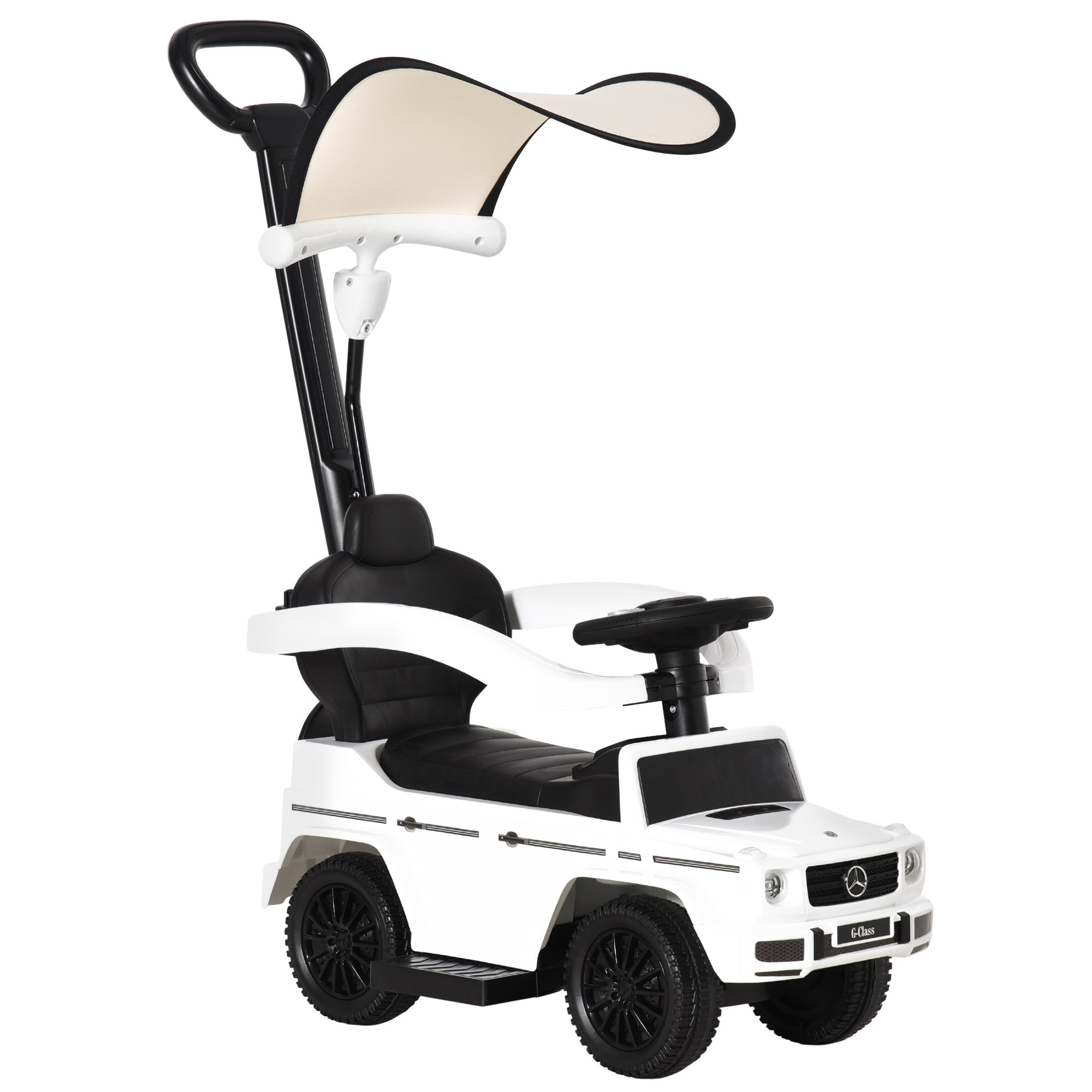 Mercedes-Benz G350 Ride-On Push Along Car Sliding Walker Foot to Floor Slider Stroller Toddler Vehicle with Horn Steering Wheel NO POWER White-0