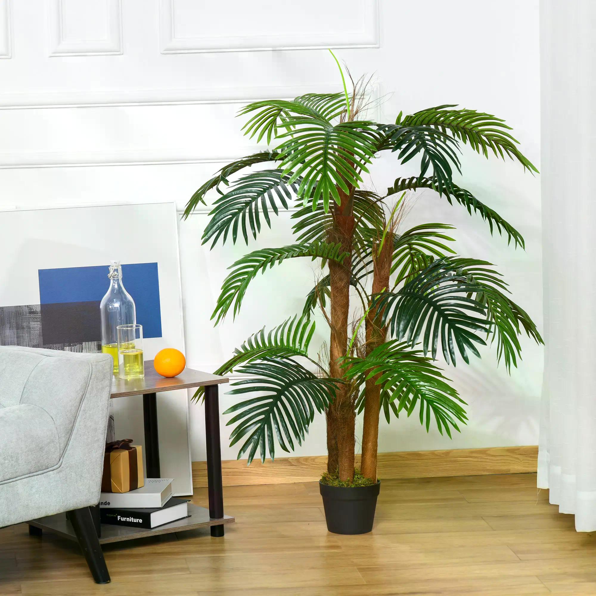 120cm/4FT Artificial Palm Tree Decorative Plant w/ 19 Leaves Nursery Pot Fake Plastic Indoor Outdoor Greenery Home Office Décor-0