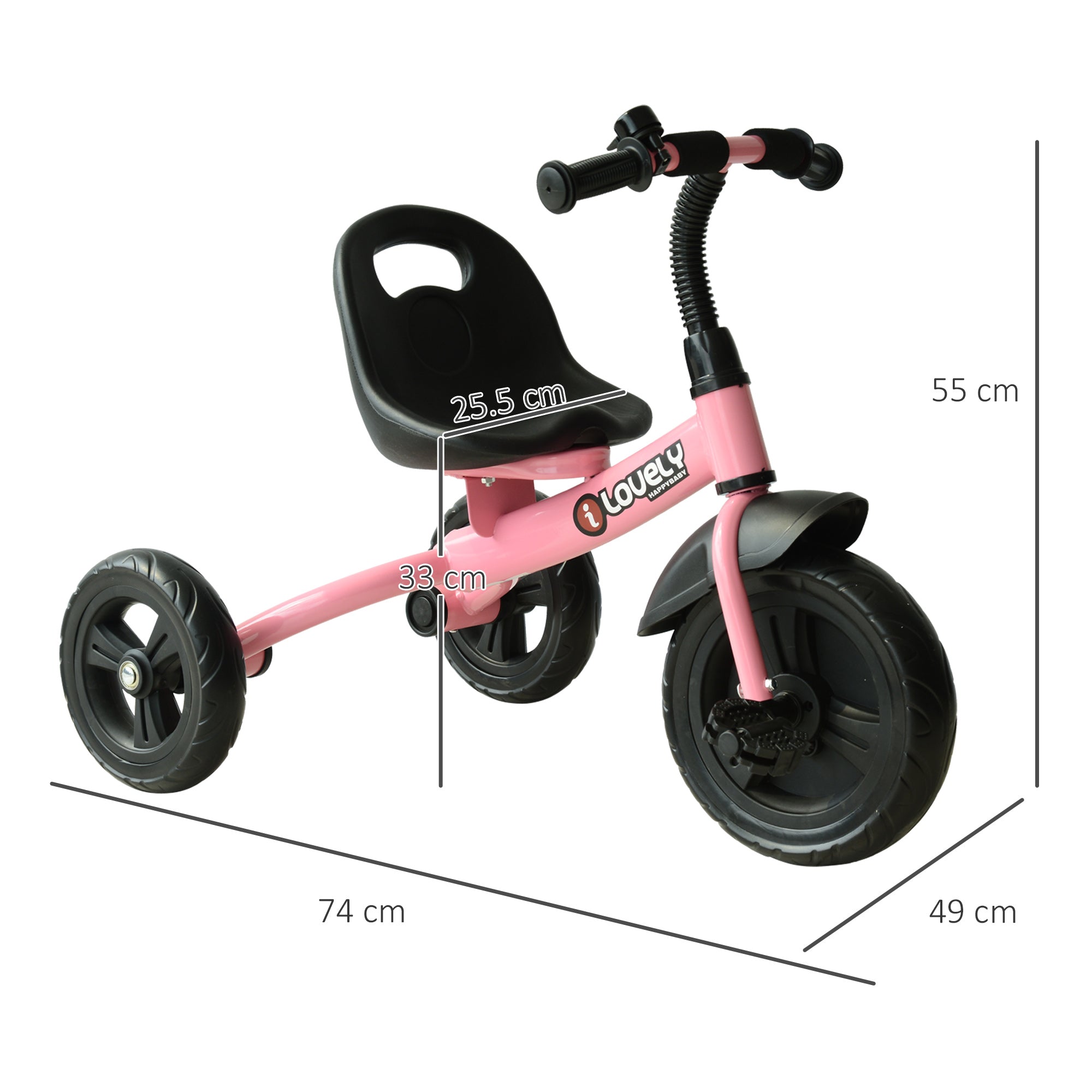 Ride On Tricycle 3 Wheels Pedal Trike for ages over 18 months Toddlers, Pink-2