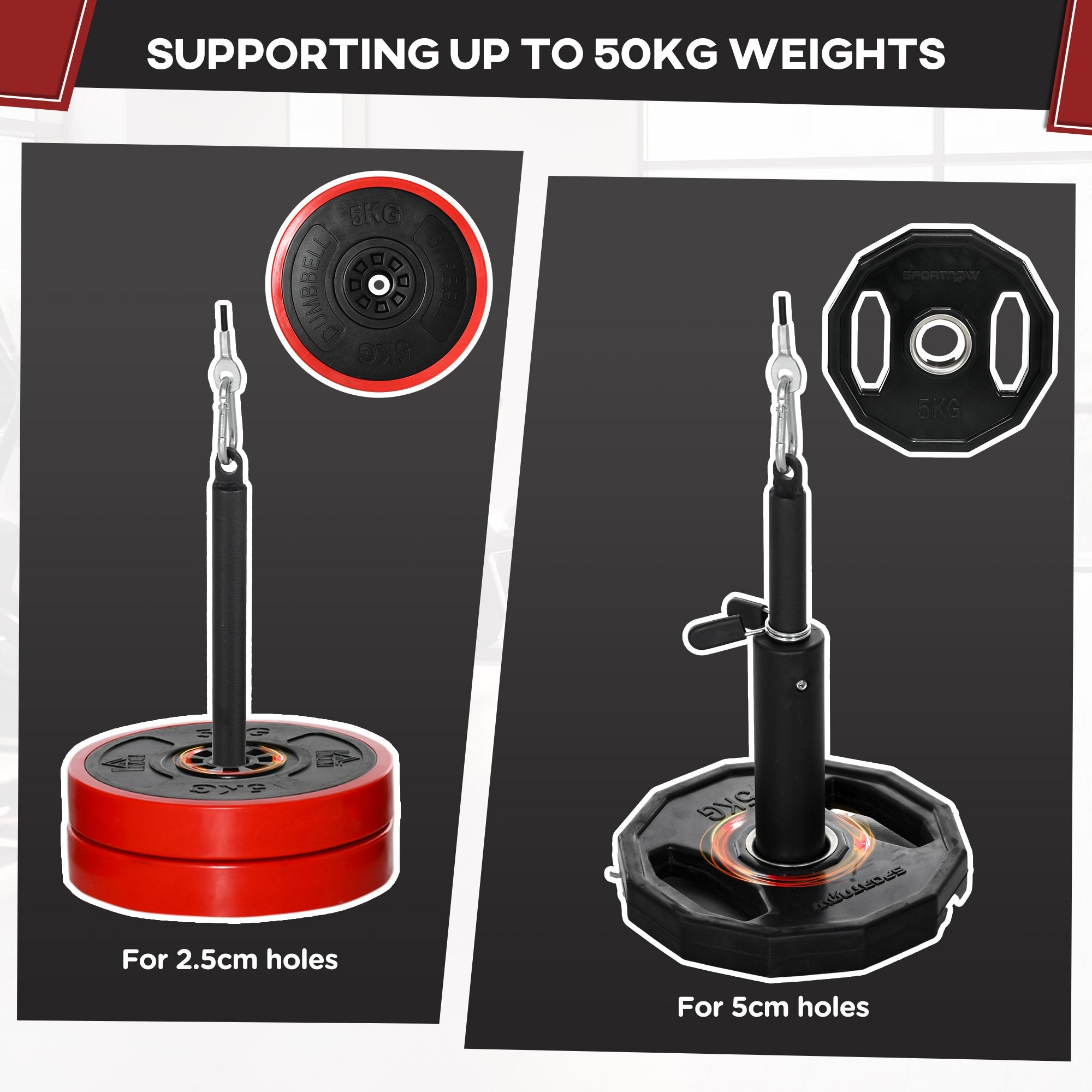 Cable Machine Pulley System w/ 2 x 5kg Olympic Weight Plates, Lat Pull Down System w/ DIY Loading Weight for Home Gym Training-4