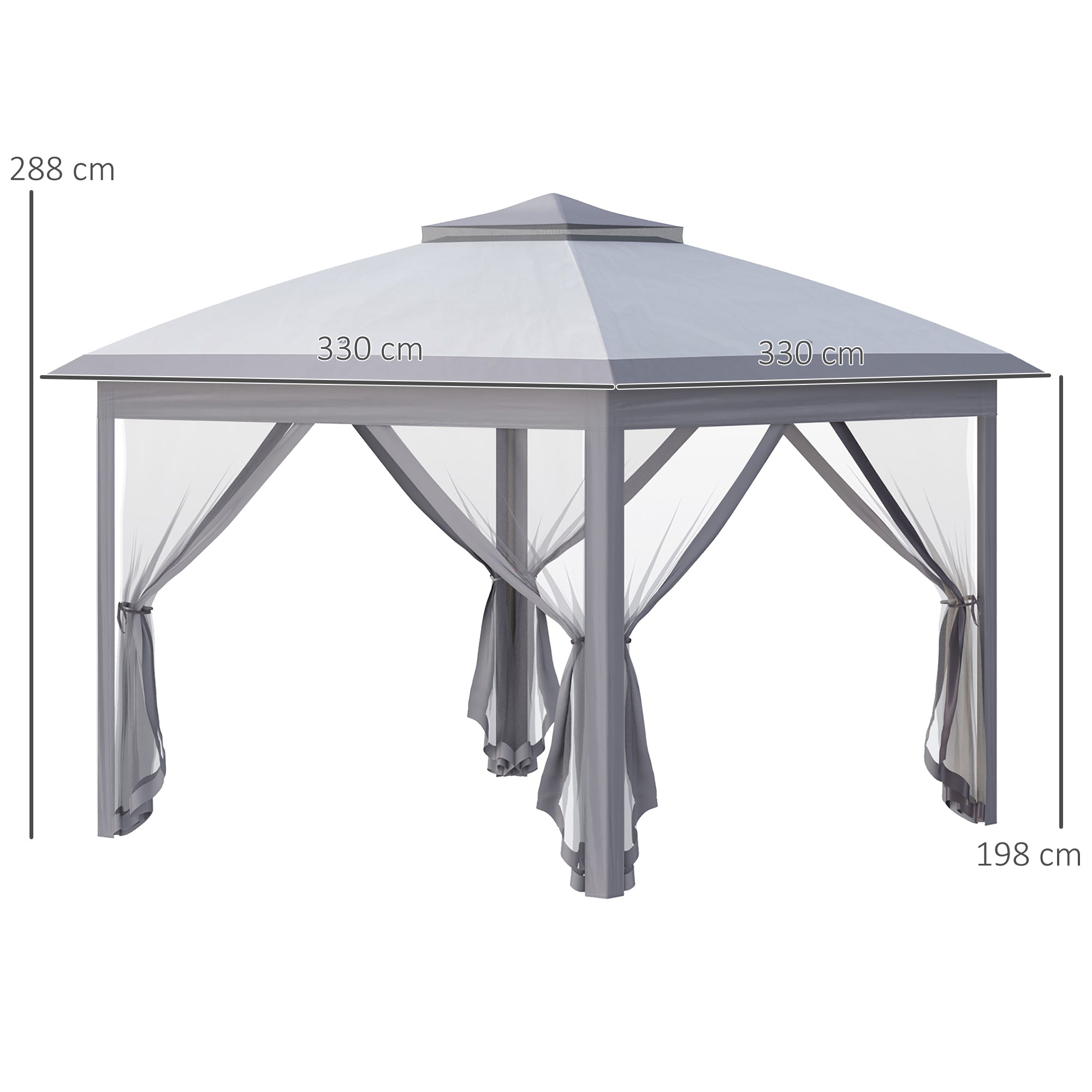 11' x 11' Pop Up Canopy, Double Roof Foldable Canopy Tent with Zippered Mesh Sidewalls, Height Adjustable and Carrying Bag, Event Tent Beige-2