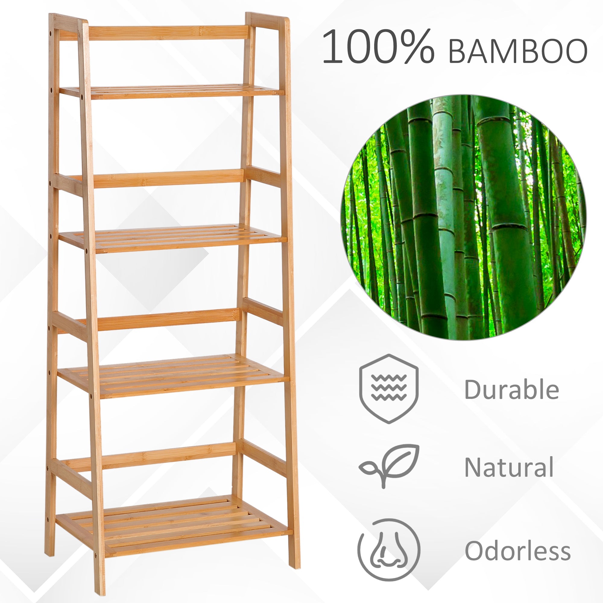 4 Tier Ladder Shelf Unit Storage Unit Shelf DIY Plant Shelving Stand Holder Organiser-4