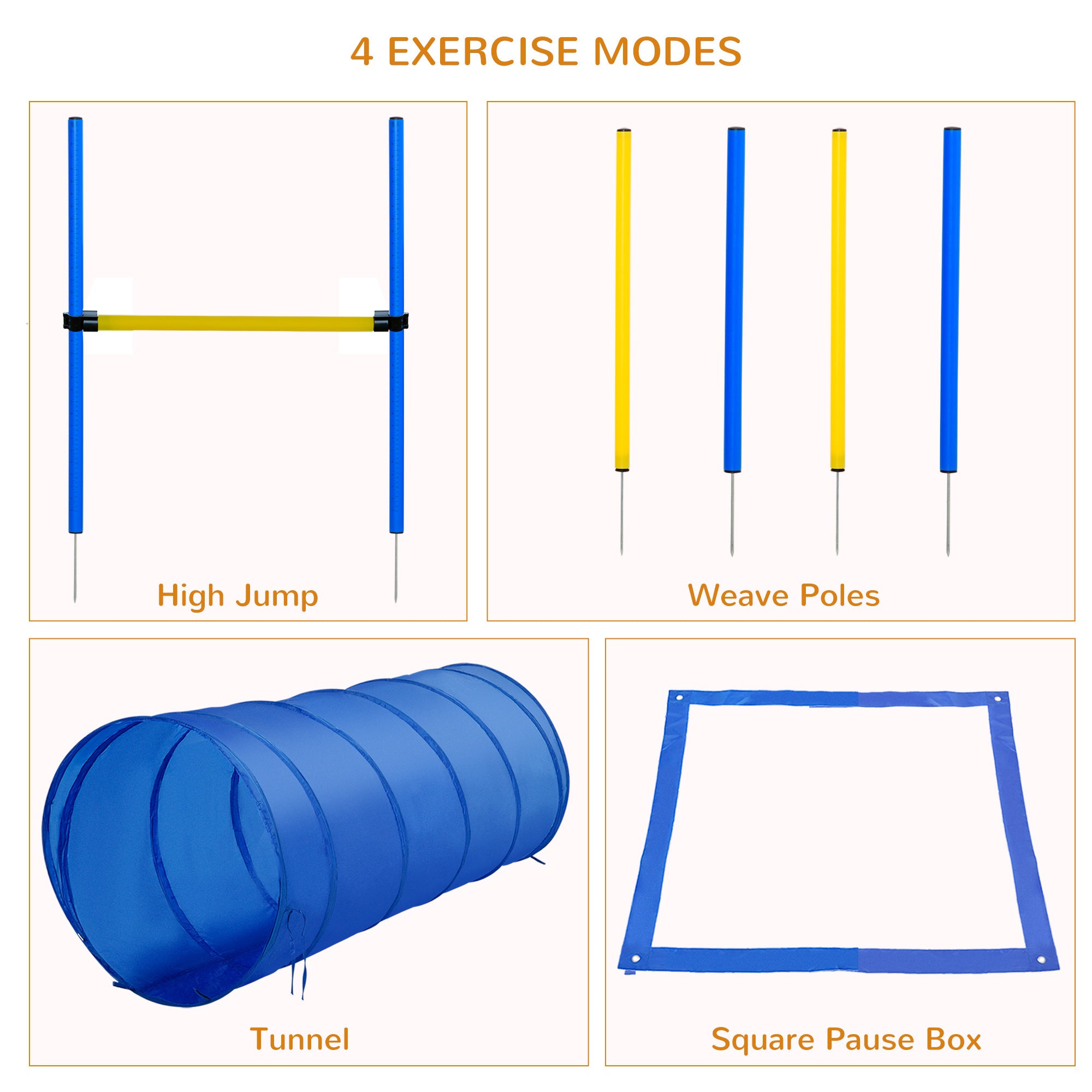 Adjustable Pet Agility Training Set-Blue/Yellow-3