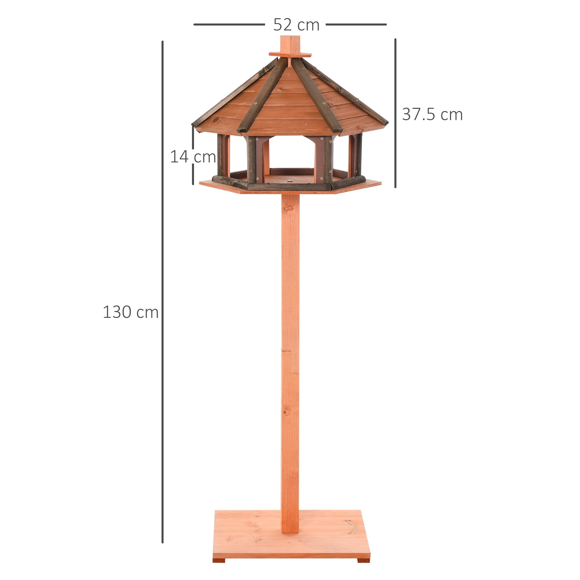 Wooden Bird Feeder Bird Table Bird House Playstand with Water-resistant Roof 130cm for Outside Use Brown-2