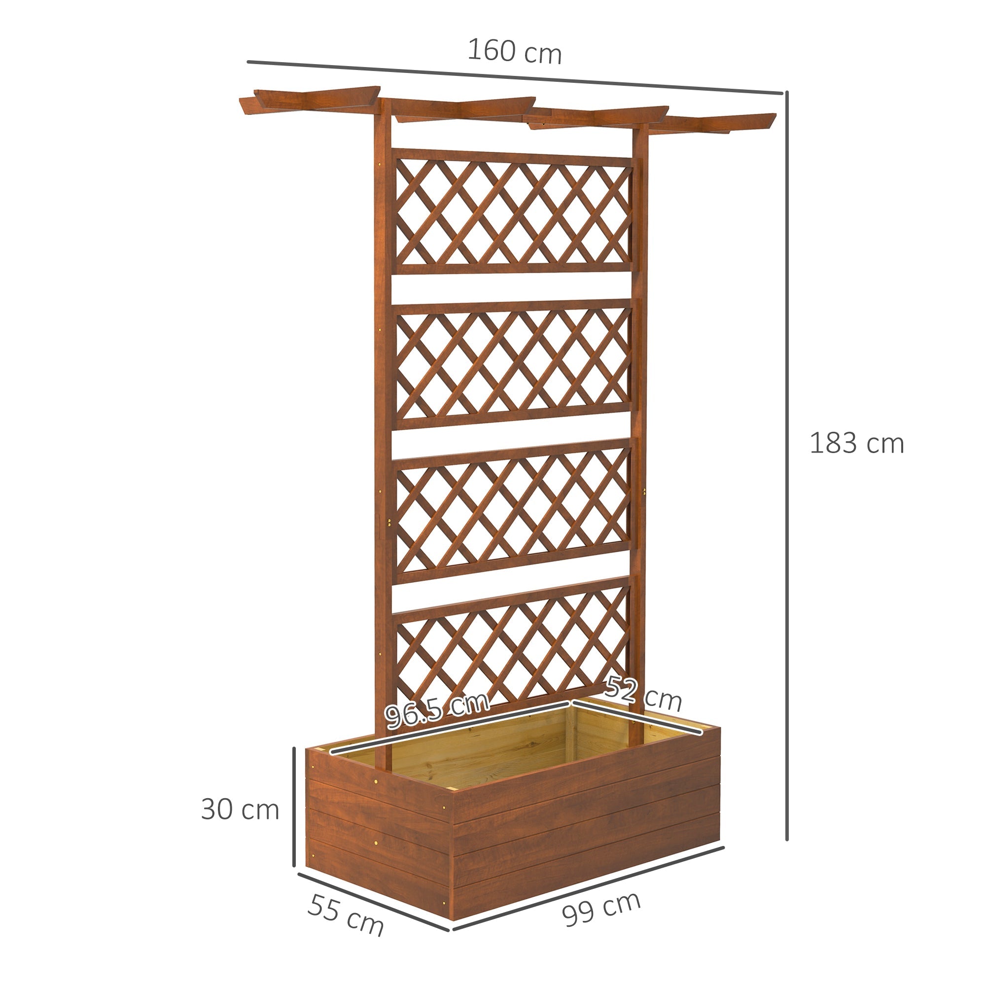 Wooden Trellis Planter Box, Raised Garden Bed to Grow Vegetables, Herbs and Flowers, Orange-2