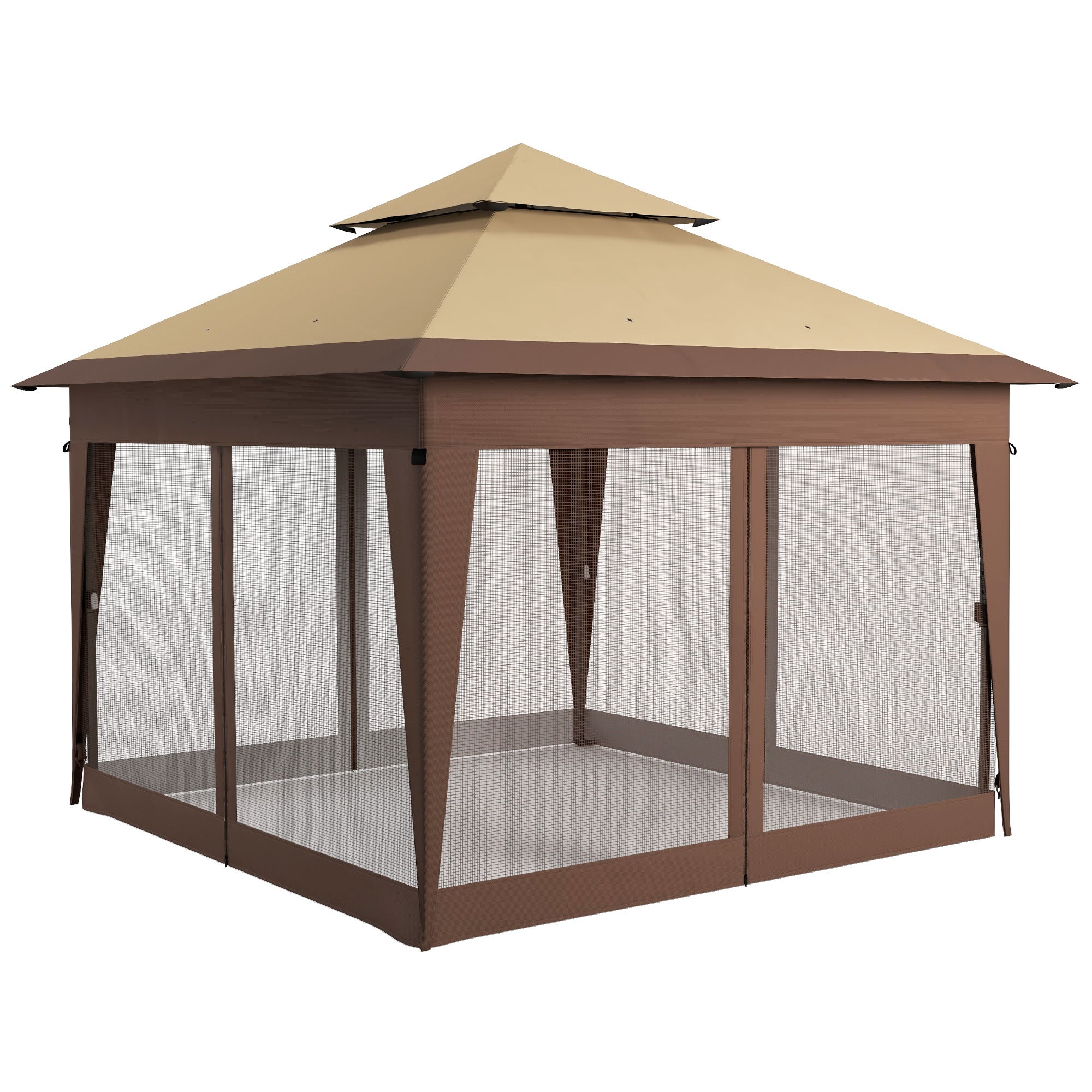 3 x 3(m) Pop Up Gazebo with Mosquito Netting, 1 Person Easy up Marquee Party Tent with 1-Button Push, Carry Bag, Sandbags-0