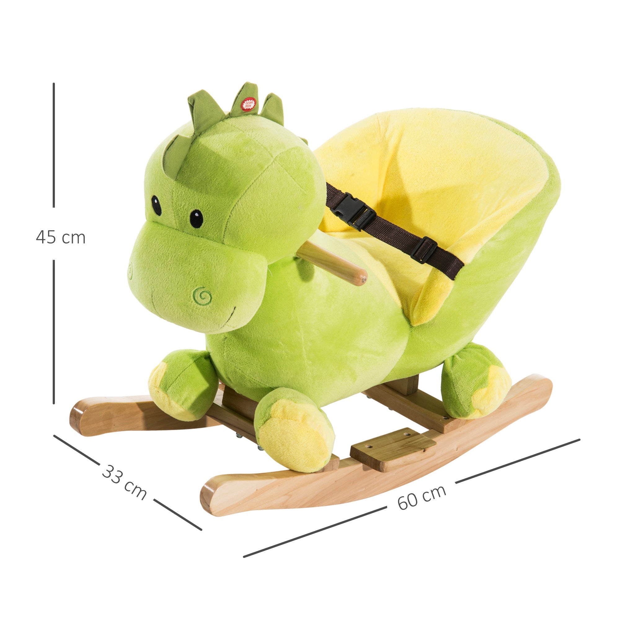 Kids Rocking Horse Plush Ride On Dinosaur Seat w/Seat Safety Belt, 32 Songs, Ride on Horses Toys 18 Months Up-2