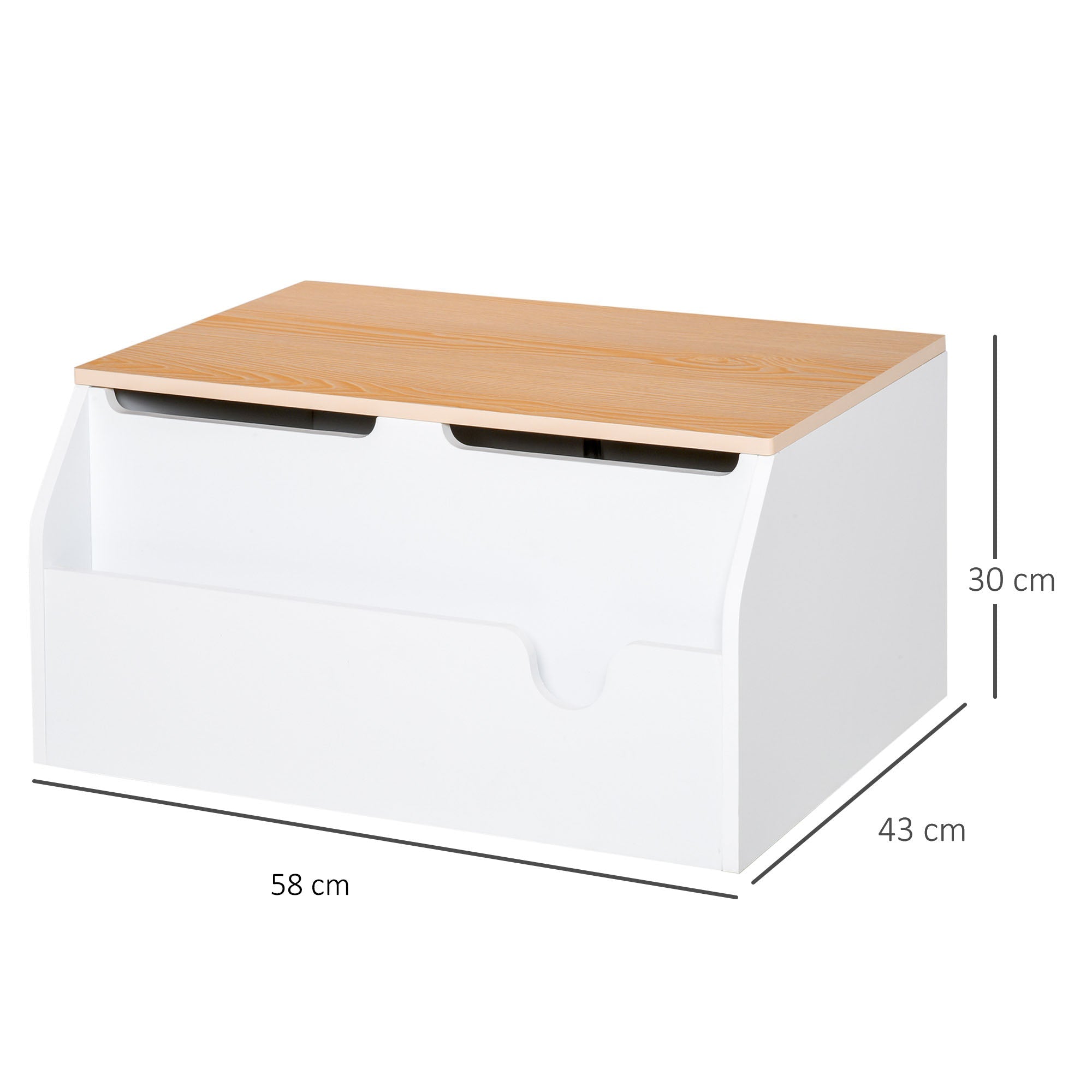 Wooden Kids Children Toy Box Storage Chest Organizer Book Slot Safety Hinge Playroom Furniture White-2