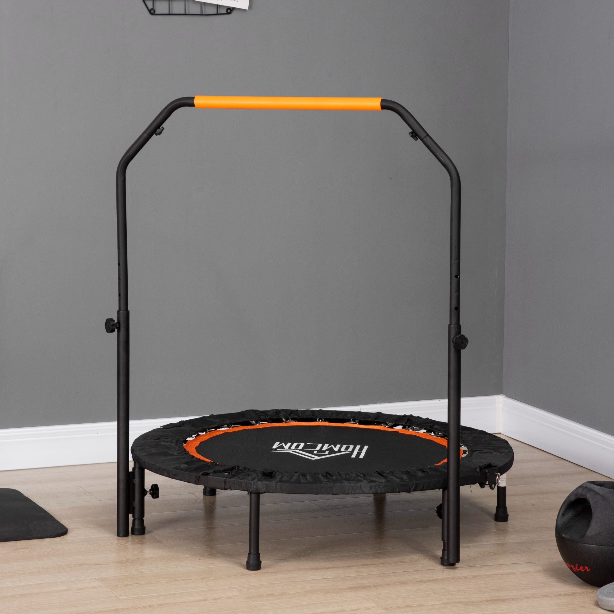 40'' Foldable Mini Trampoline, Fitness Trampoline, Rebounder for Adults with Adjustable Foam Handle for Indoor Outdoor Cardio Training-1