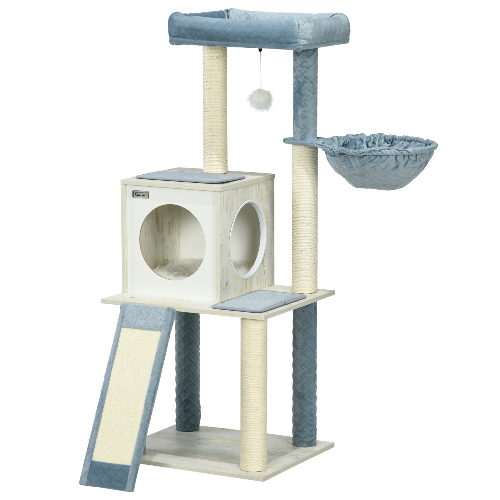 114cm Cat Tree for Indoor Cats, with Scratching Posts, hammock, Bed, House-0