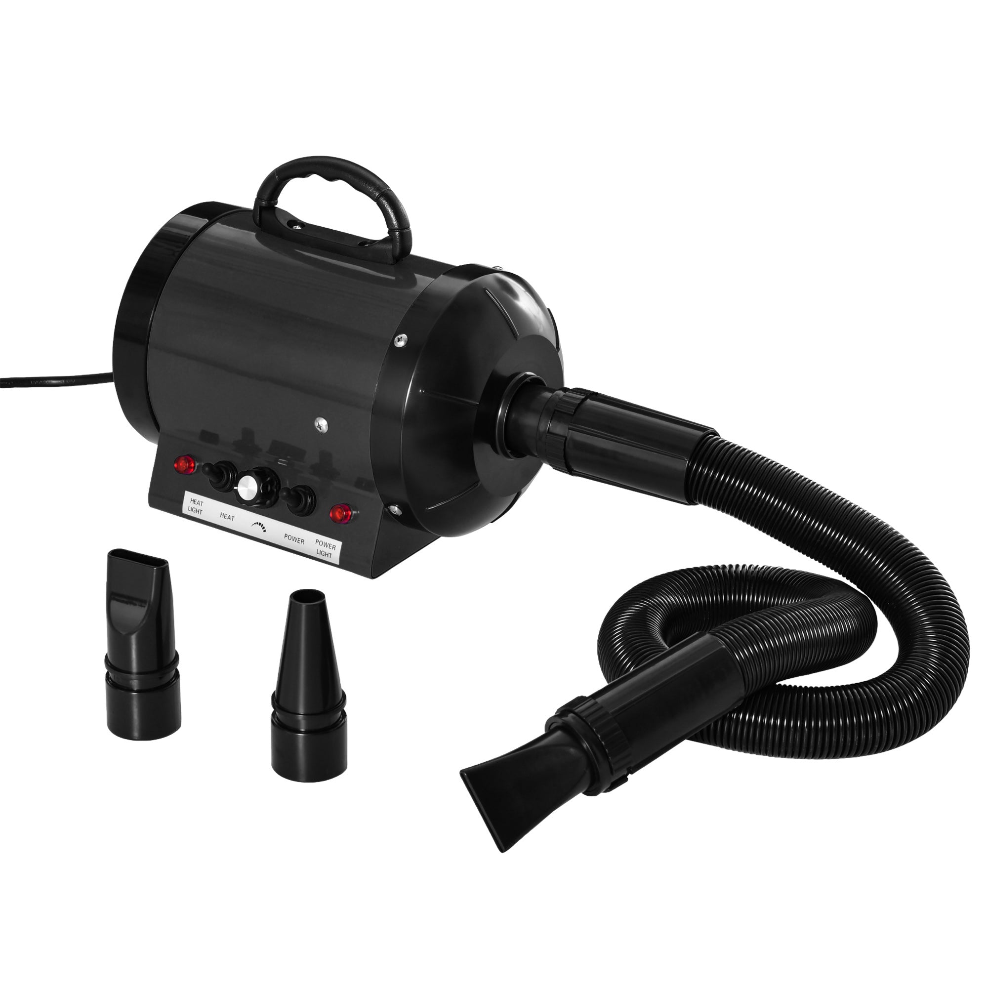 2800W Dog Hair Dryer Pet Grooming Blaster Water Blower Dryer w/ 3 Nozzles, Black-0