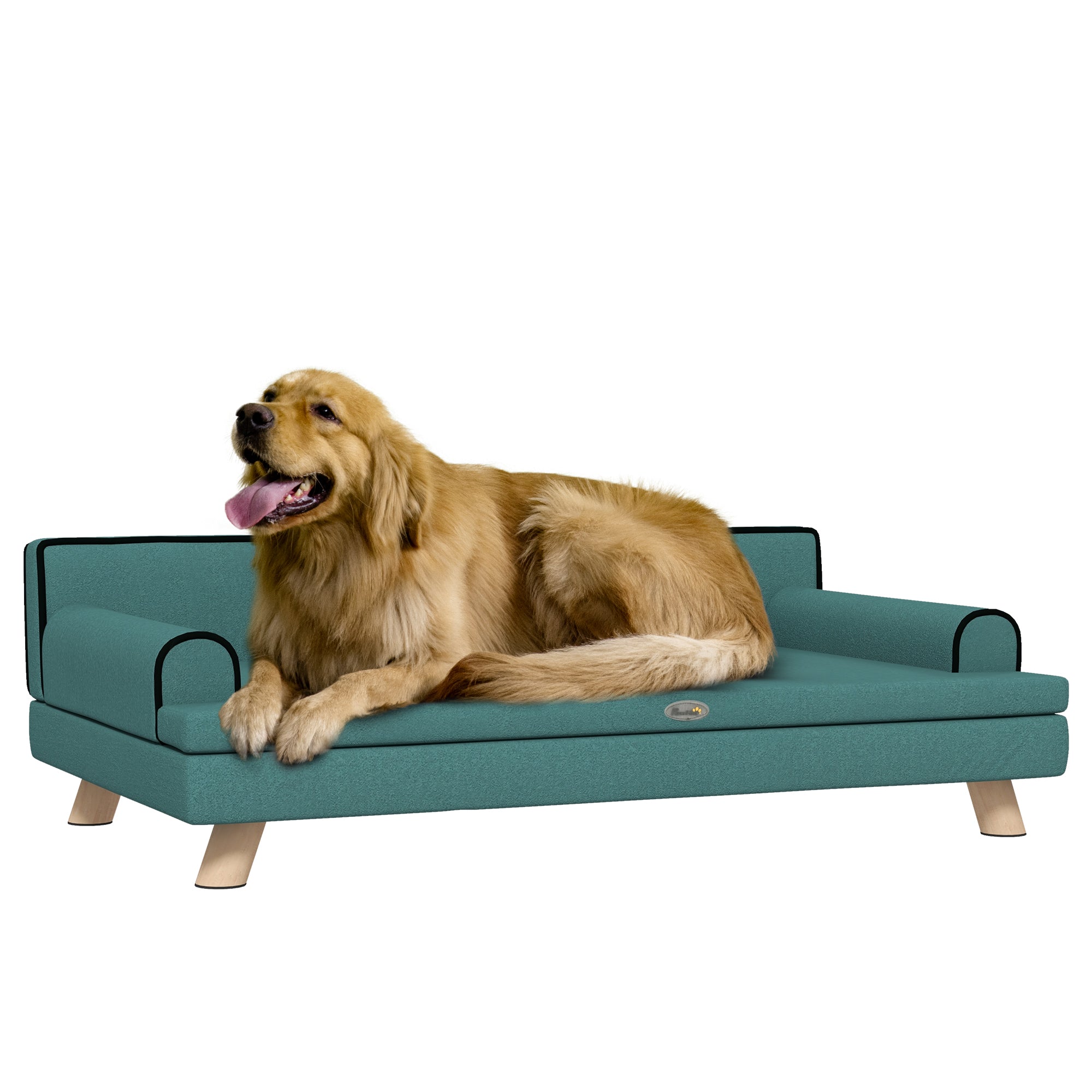 Dog Sofa with Legs Water-resistant Fabric, Pet Chair Bed for Large, Medium Dogs, Green, 100 x 62 x 32 cm-0