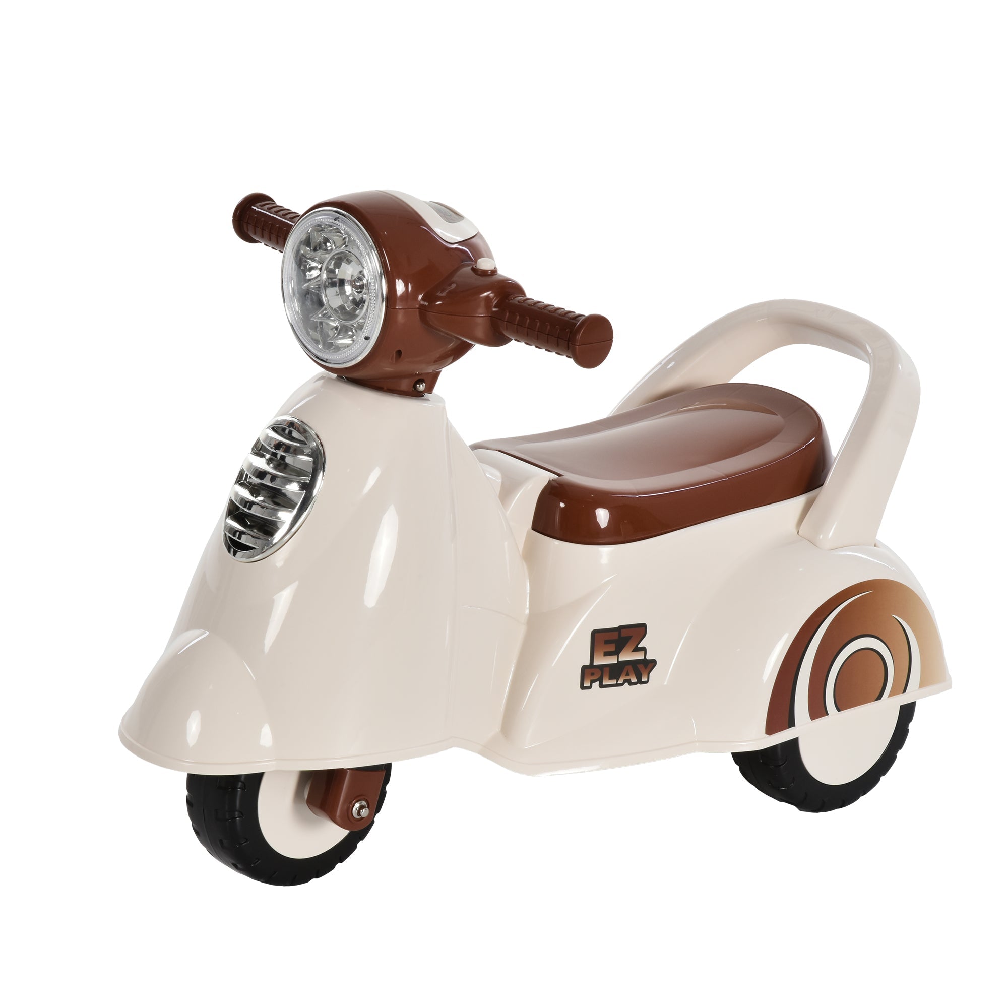 Toddlers Musical Plastic Push Tricycle White/Brown-0