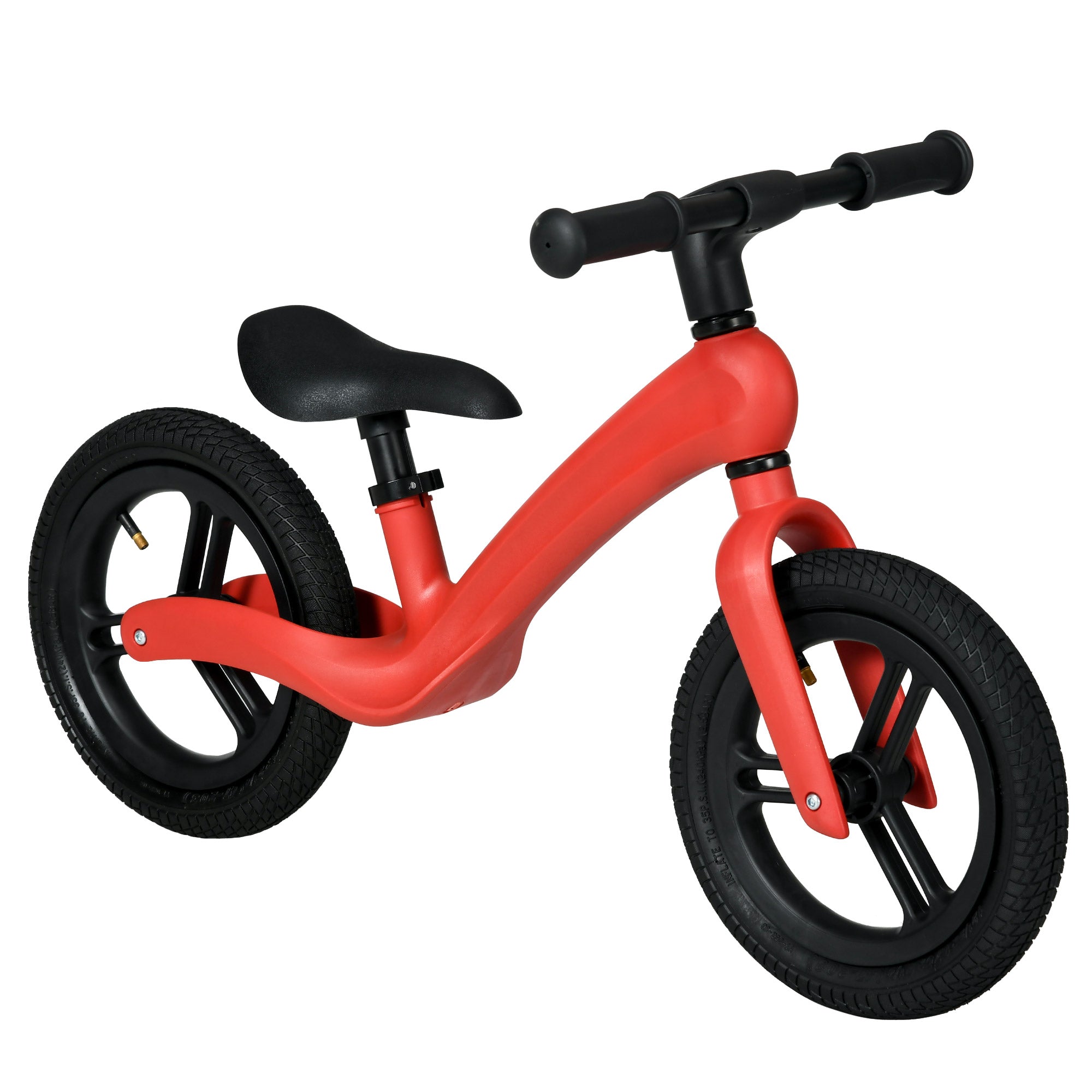 12" Kids Balance Bike, Lightweight Training Bike for Children No Pedal with Adjustable Seat, Rubber Wheels - Red-0