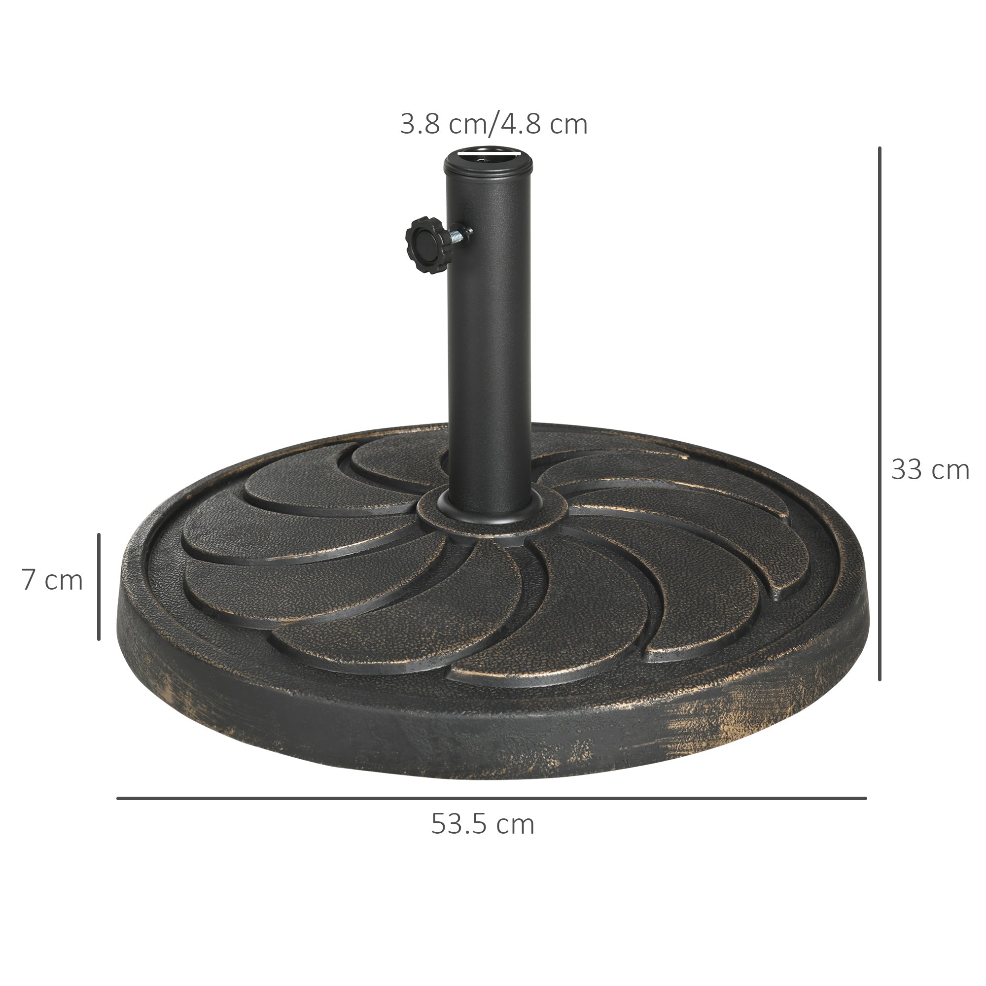 18kg Resin Garden Parasol Base, Round Outdoor Market Umbrella Stand Weight for Poles of ?38mm to ?48mm, Bronze-2