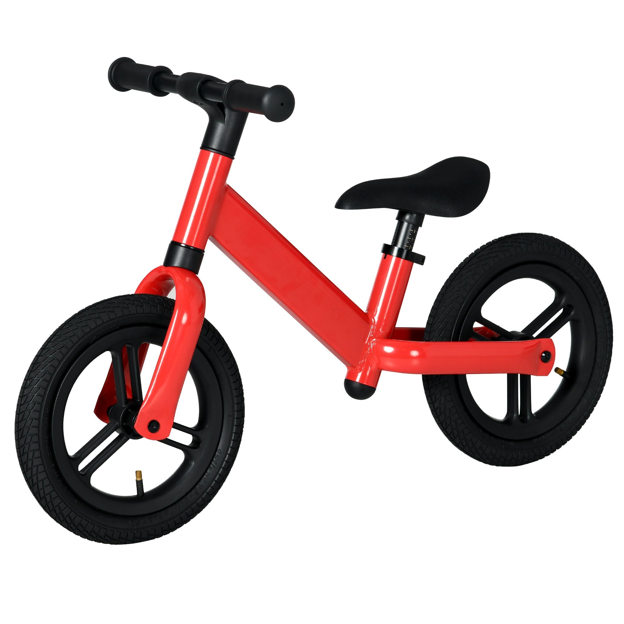 12" Kids Balance Bike, No Pedal Training Bike for Children with Adjustable Seat, 360° Rotation Handlebars - Red-0