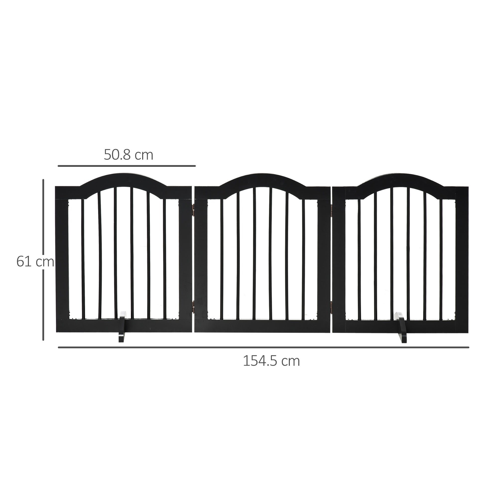 Wooden Foldable Small Sized Dog Gate Stepover Panel with Support Feet Pet Fence Freestanding Safety Barrier for the House Doorway Stairs Black-2