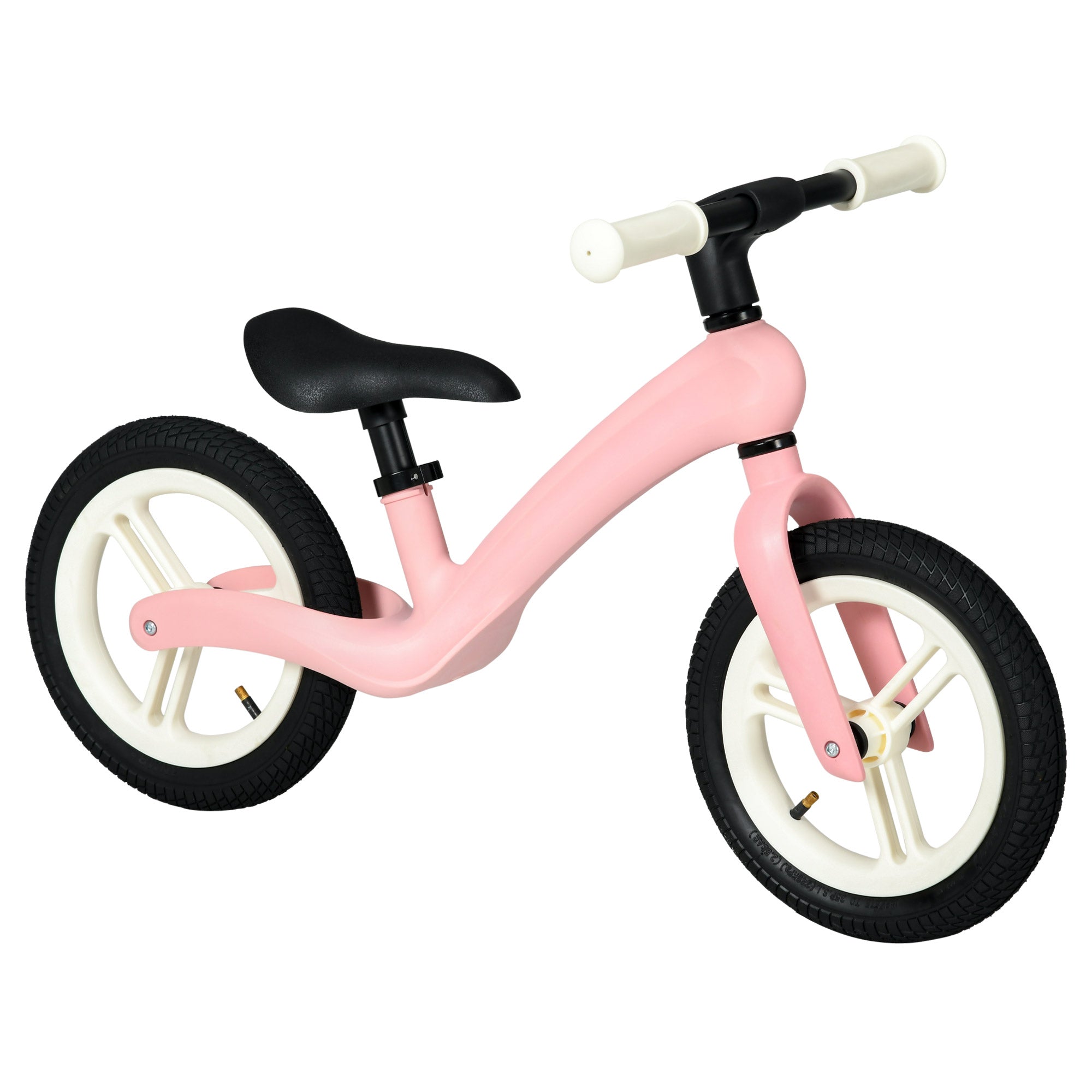 12" Kids Balance Bike, Lightweight Training Bike for Children No Pedal with Adjustable Seat, Rubber Wheels - Pink-0