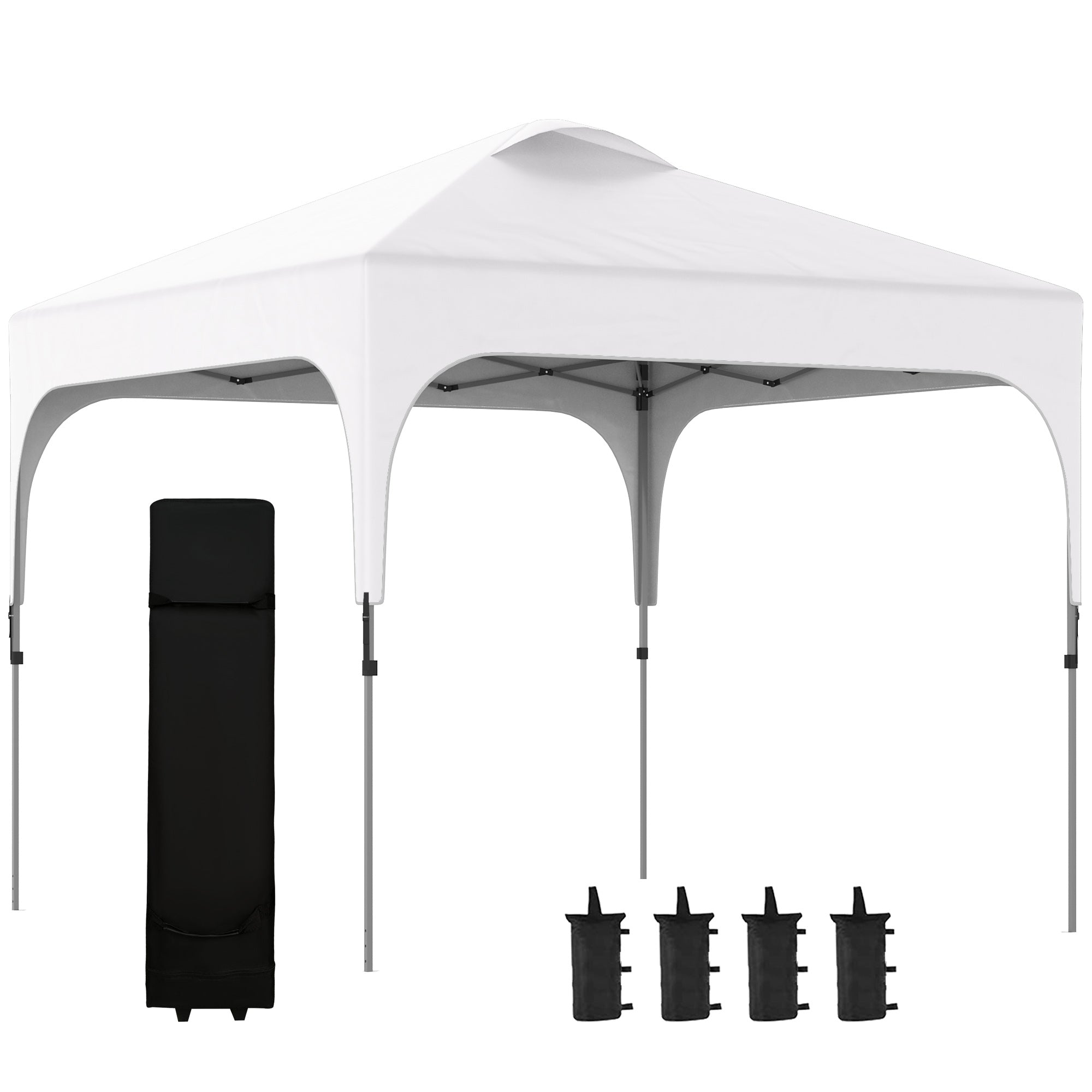 3 x 3 (M) Pop Up Gazebo, Foldable Canopy Tent with Carry Bag with Wheels and 4 Leg Weight Bags for Outdoor Garden Patio Party, White-0