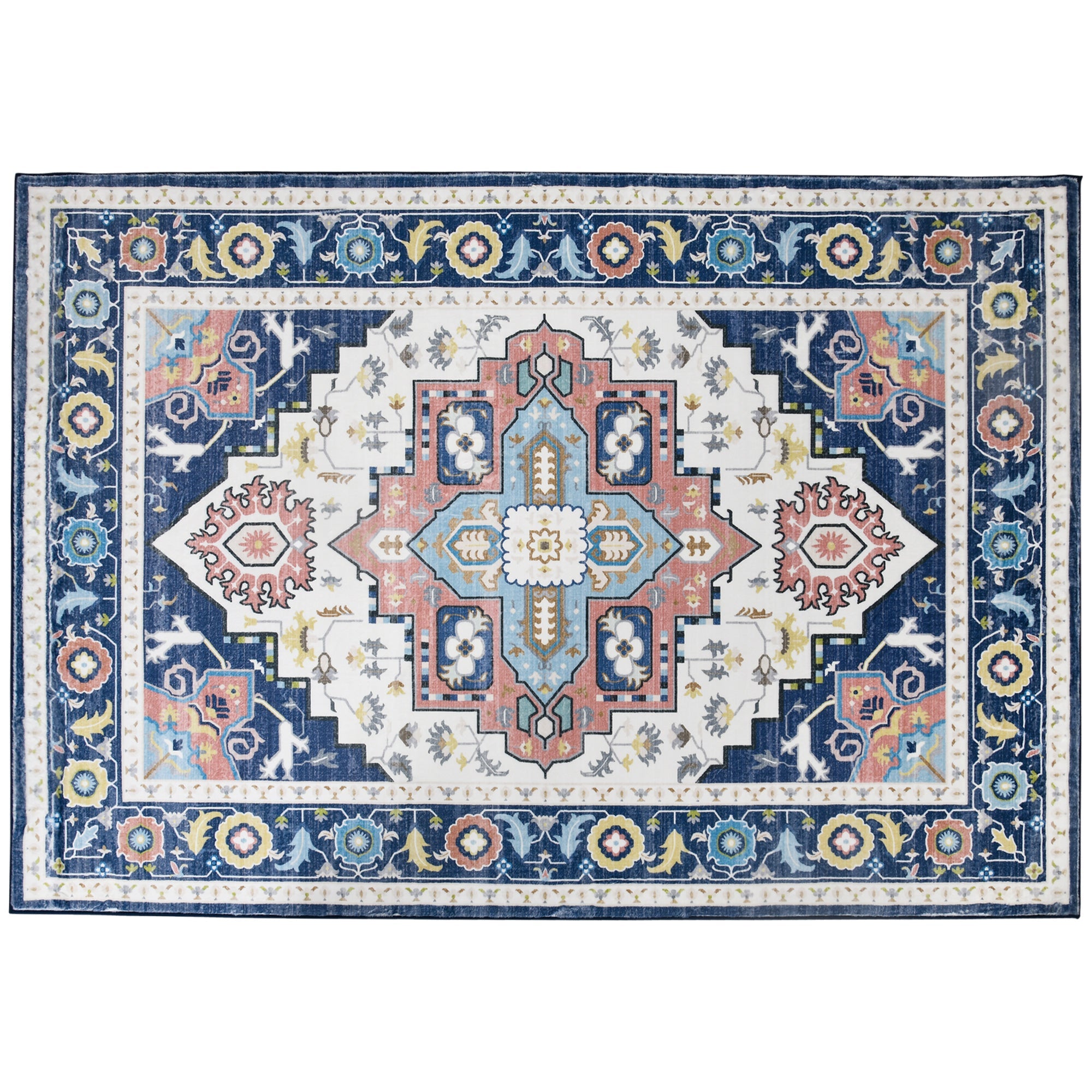 Vintage Persian Rugs, Boho Bohemian Area Rugs Large Carpet for Living Room, Bedroom, Dining Room, 160x230 cm, Blue-0