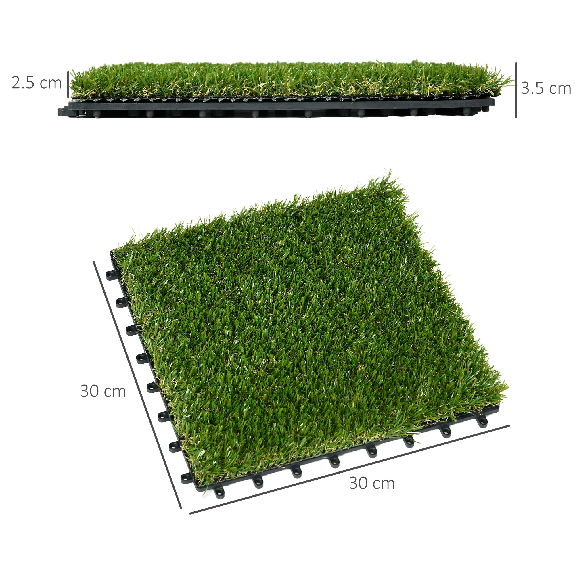 10 PCs 30 x 30cm Artificial Grass Turf, 25mm Pile Height Grass Carpet Fake Grass Mat UV Resistance for Outdoor-2