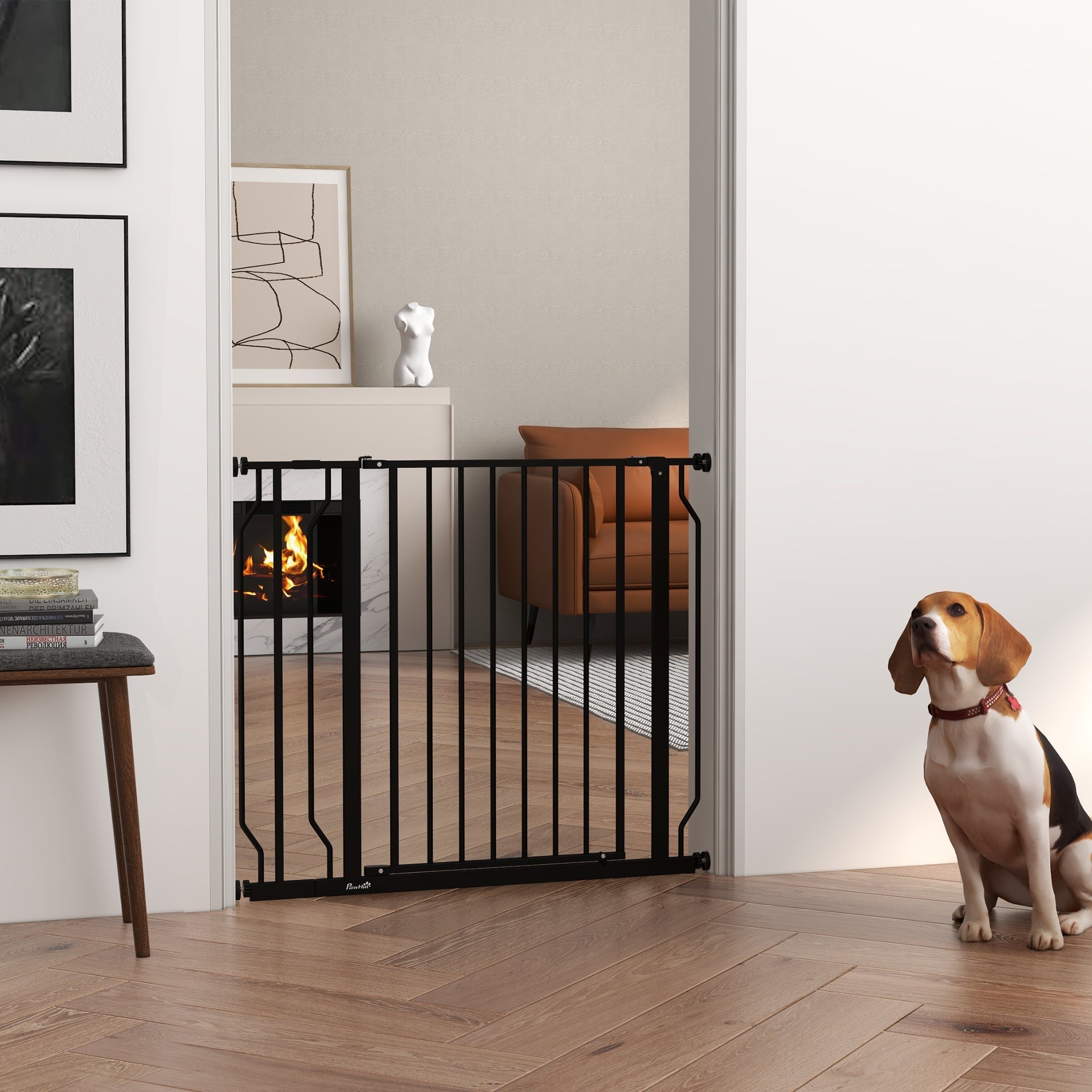 Wide Dog Safety Gate, with Door Pressure, for Doorways, Hallways, Staircases - Black-1