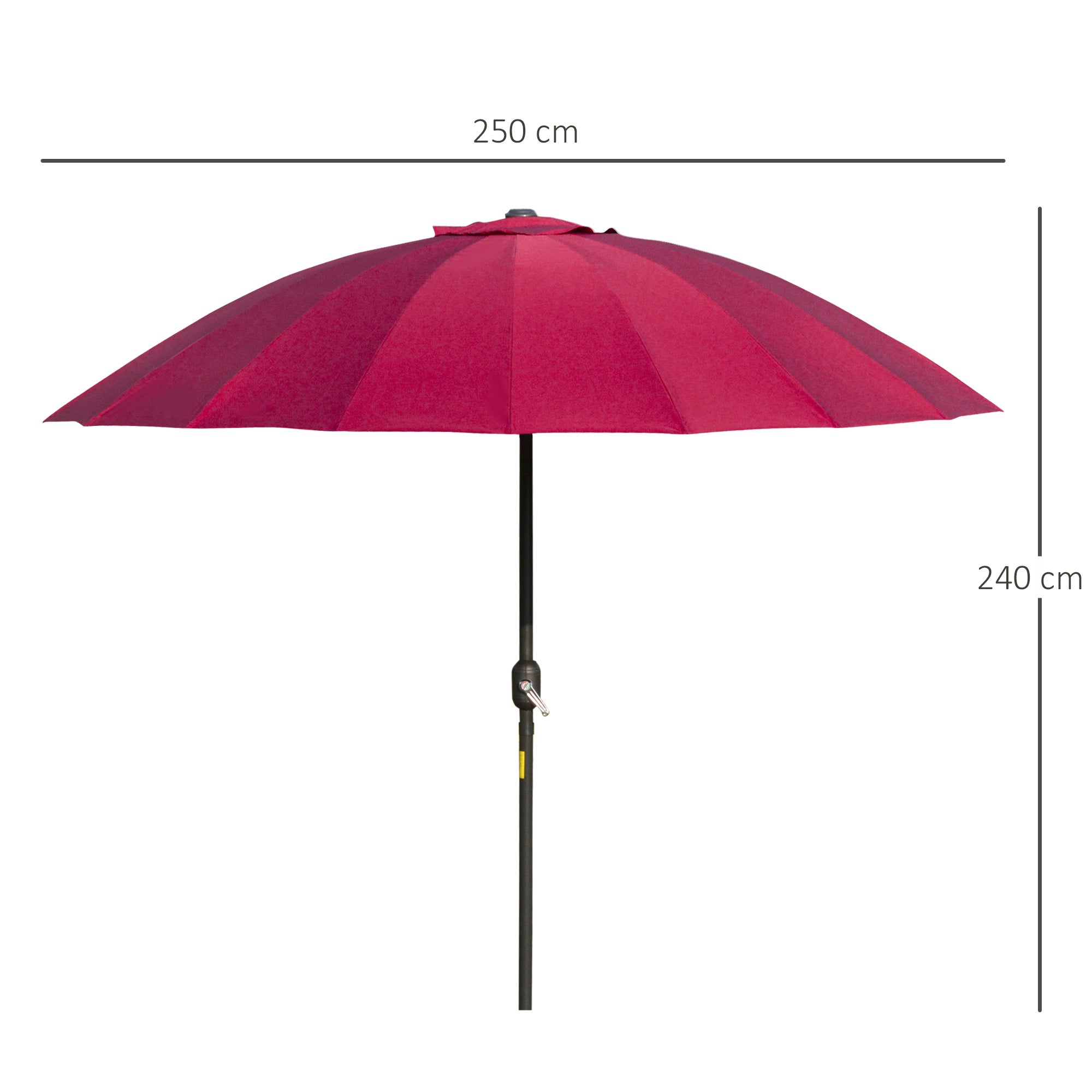 Ф255cm Patio Parasol Umbrella Outdoor Market Table Parasol with Push Button Tilt Crank and Sturdy Ribs for Garden Lawn Backyard Pool Wine Red-2