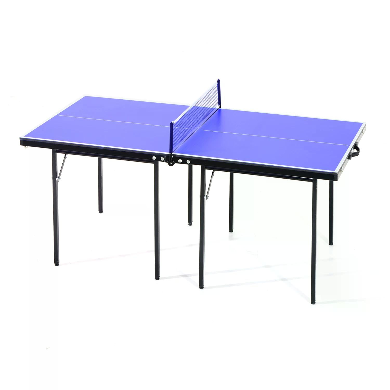 Folding Mini Compact Table Tennis Top Ping Pong Table Set Professional Net Games Sports Training Play Blue-4