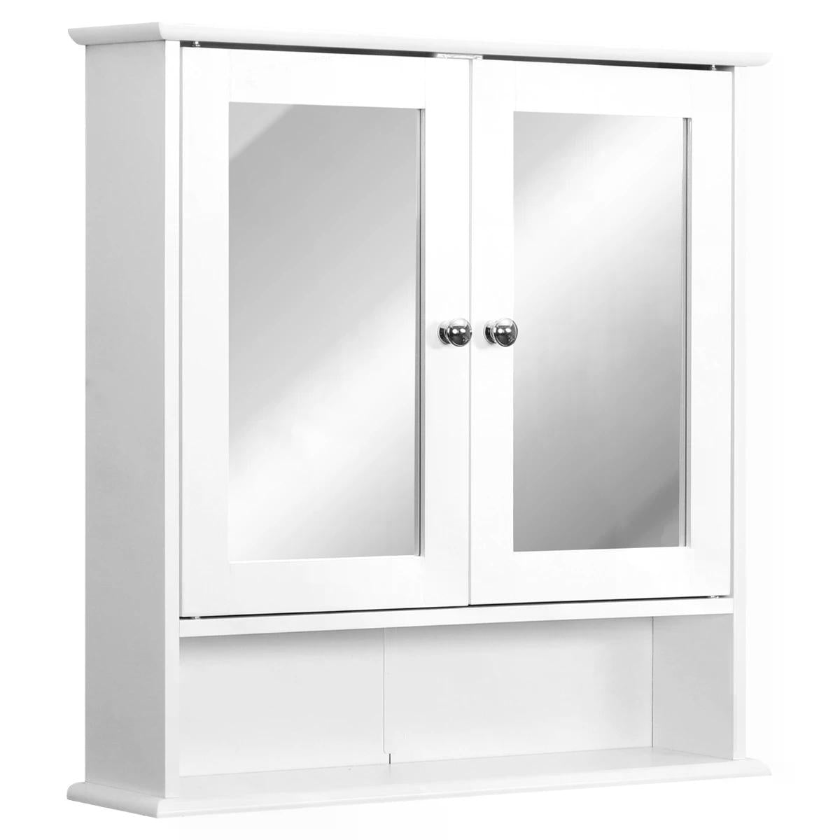 Wall-mounted Bathroom Cabinet Mirror Door, 56L x 13W x 58Hcm-White-0