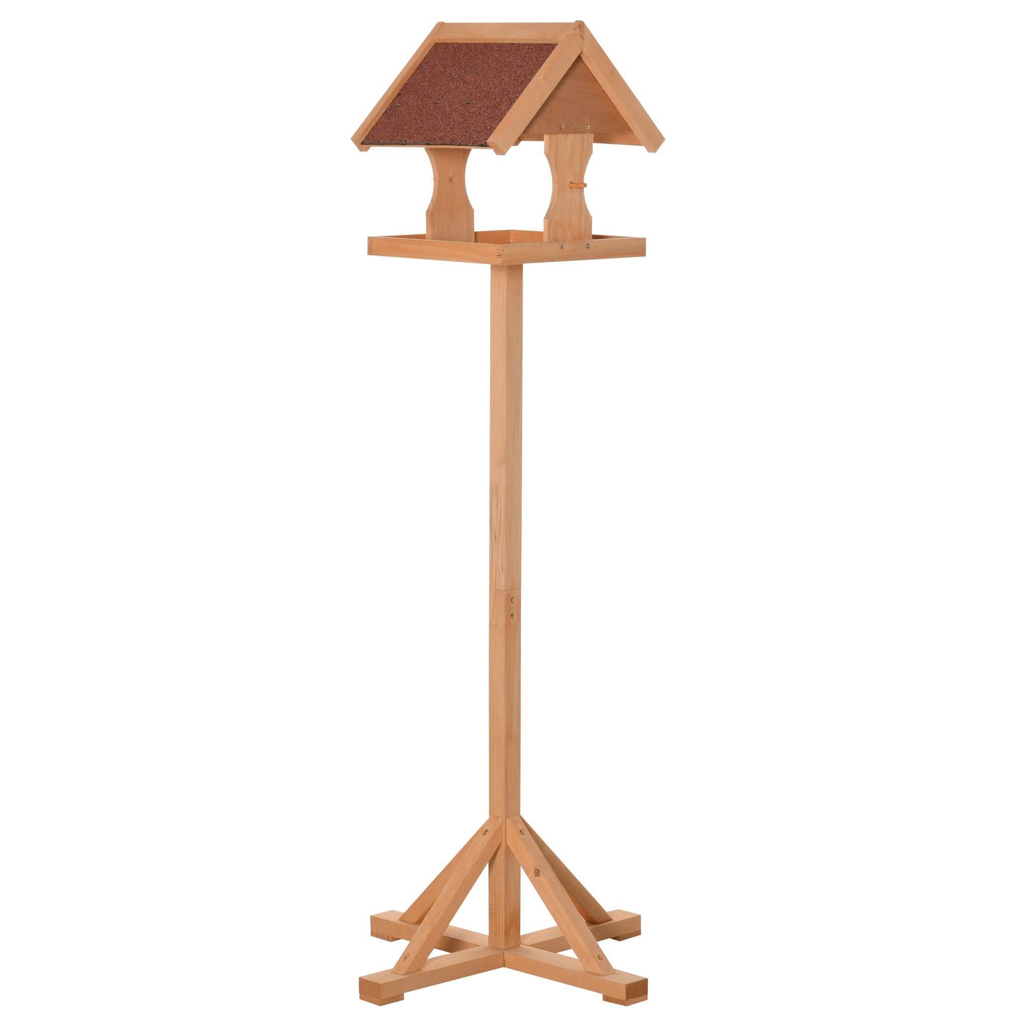 Wooden Bird Feeder Table Freestanding with Weather Resistant Roof Cross-shaped Support Feet for Backyard Pre-cut 55 x 55 x 144cm Natural-0