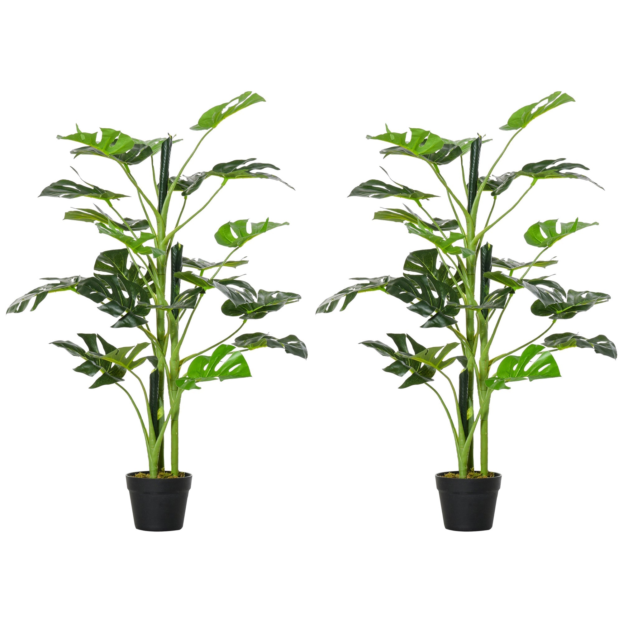 100cm/3.3FT Artificial Monstera Tree, Decorative Cheese Plant 21 Leaves w/ Nursery Pot, Fake Tropical Palm Tree, Set of 2-0